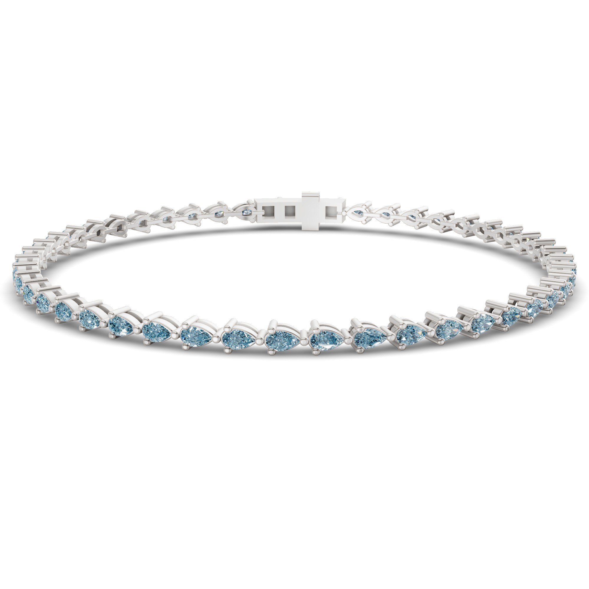 Serene Pear Ice Blue Lab Diamond Tennis Bracelet front view