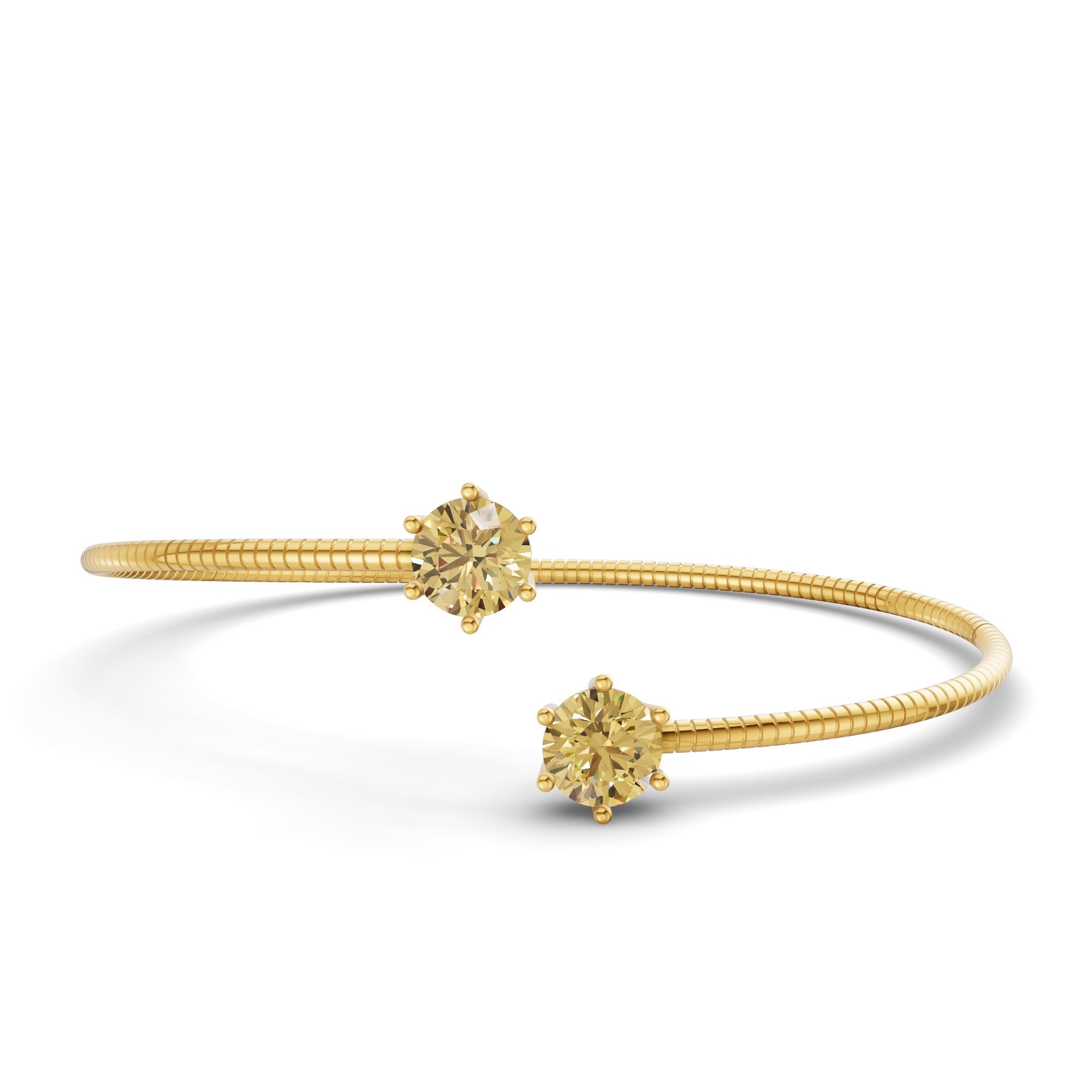 Elora Flexi Lemon Yellow Lab Diamond Bangle Bracelet front view