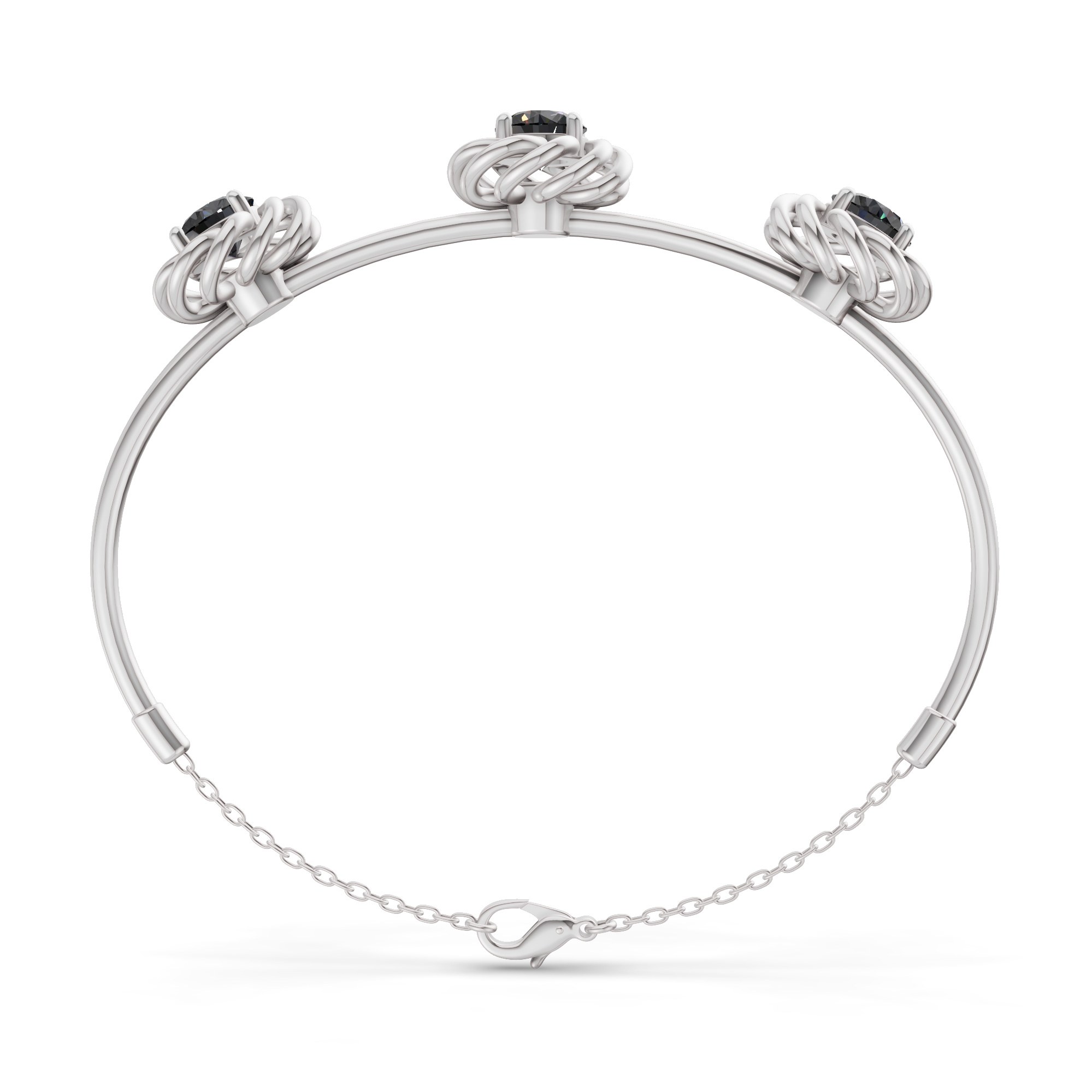 Spiral Eleve Round Black Lab Diamond openable bracelet left view