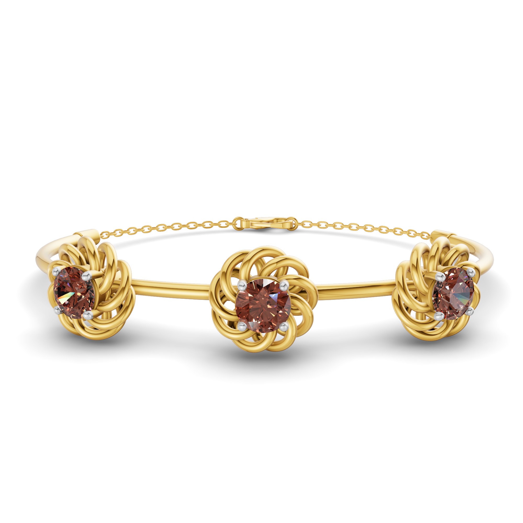 Spiral Eleve Round Brown Lab Diamond openable bracelet front view