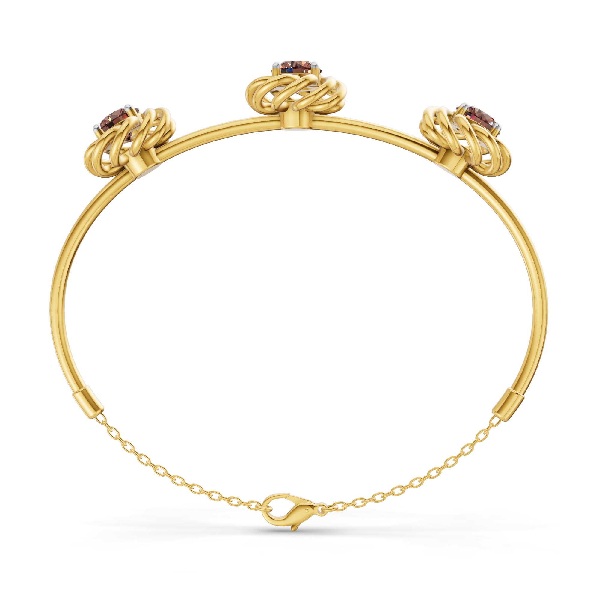 Spiral Eleve Round Brown Lab Diamond openable bracelet left view