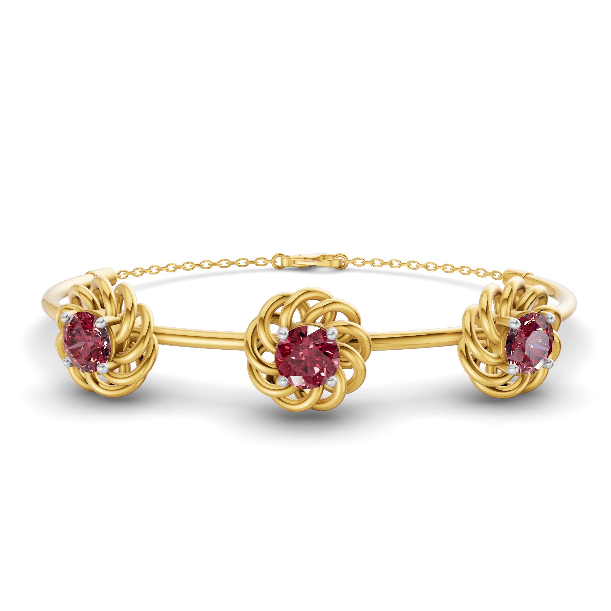 Spiral Eleve Round Cherry Cognac Lab Diamond openable bracelet front view