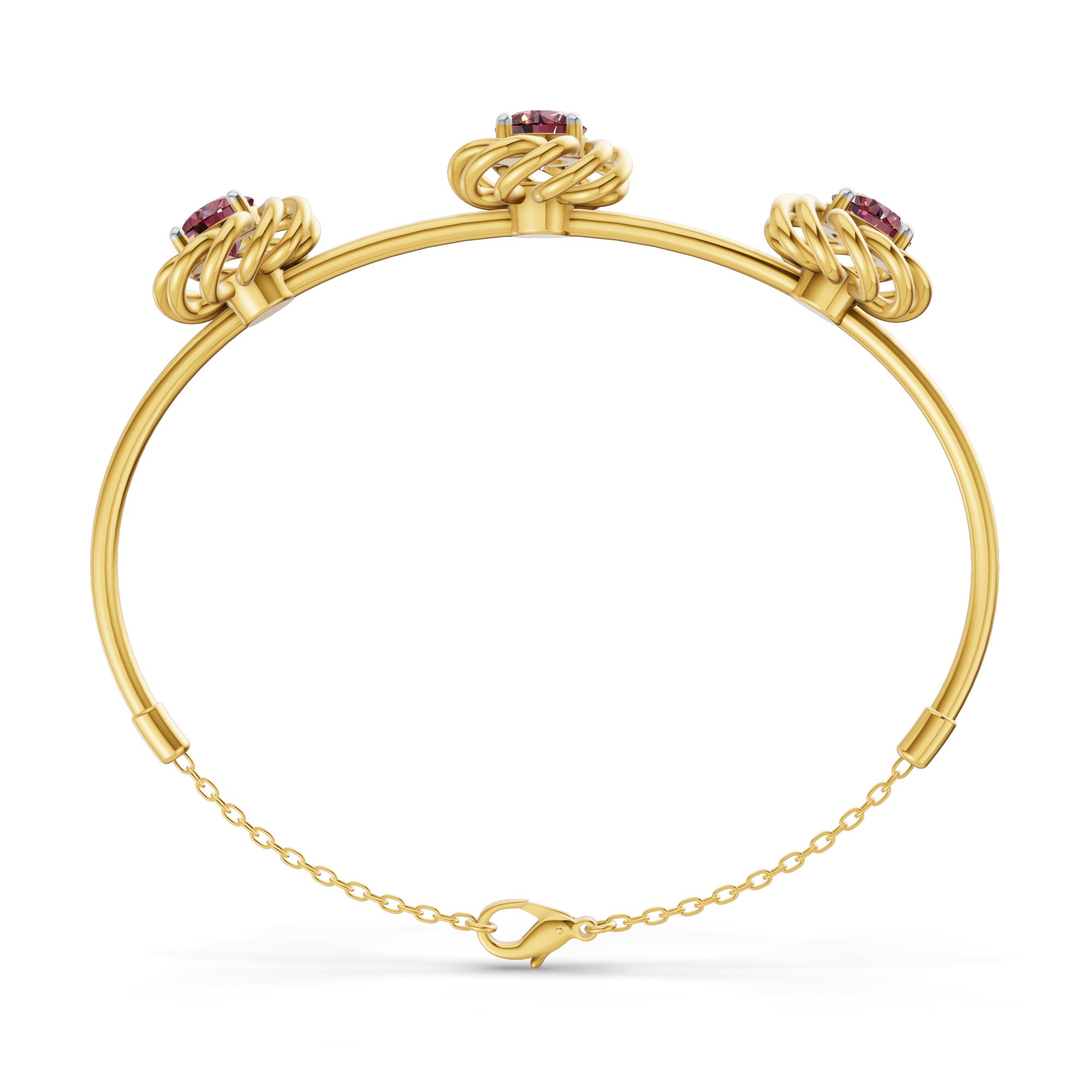 Spiral Eleve Round Cherry Cognac Lab Diamond openable bracelet left view