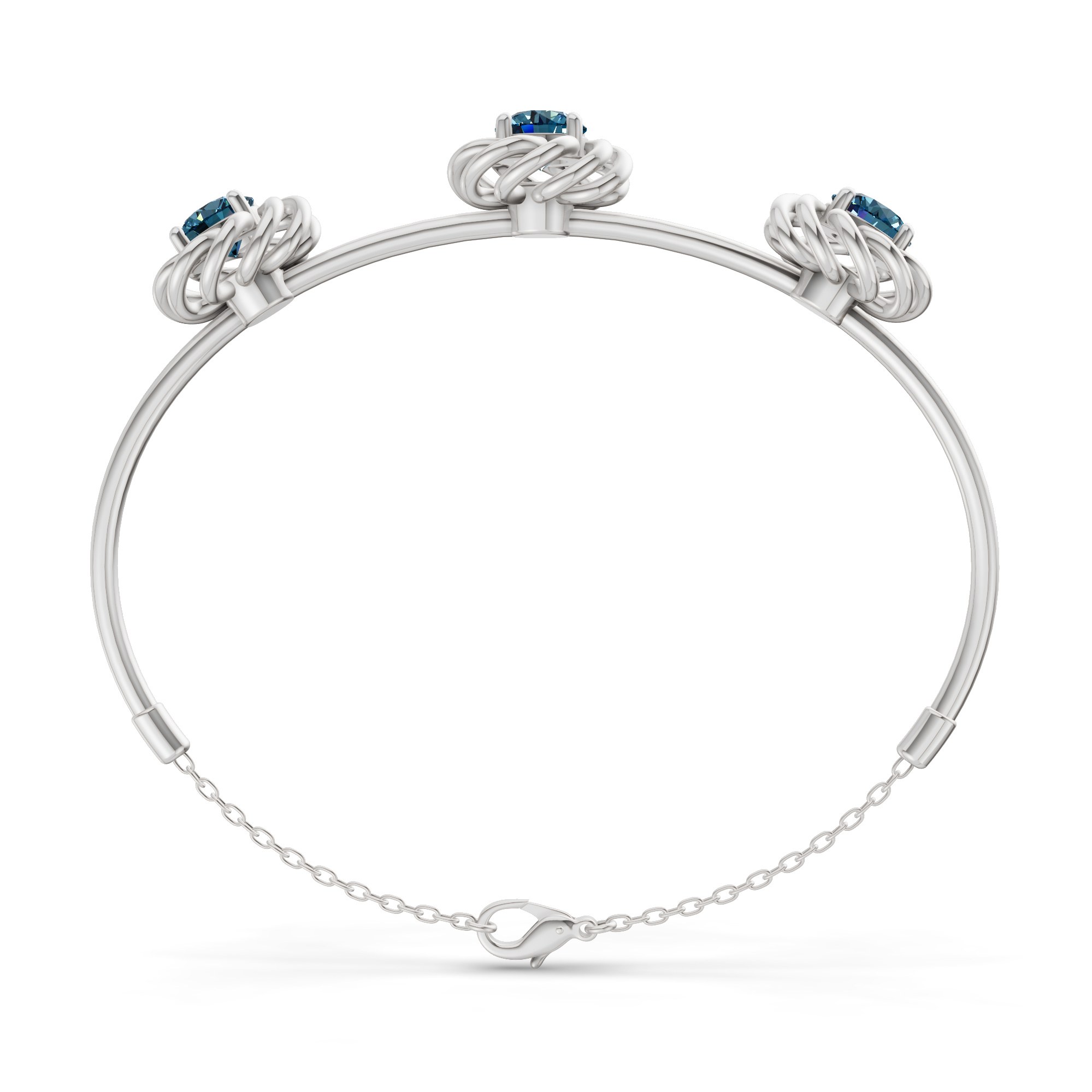 Spiral Eleve Round Royal Blue Lab Diamond openable bracelet left view