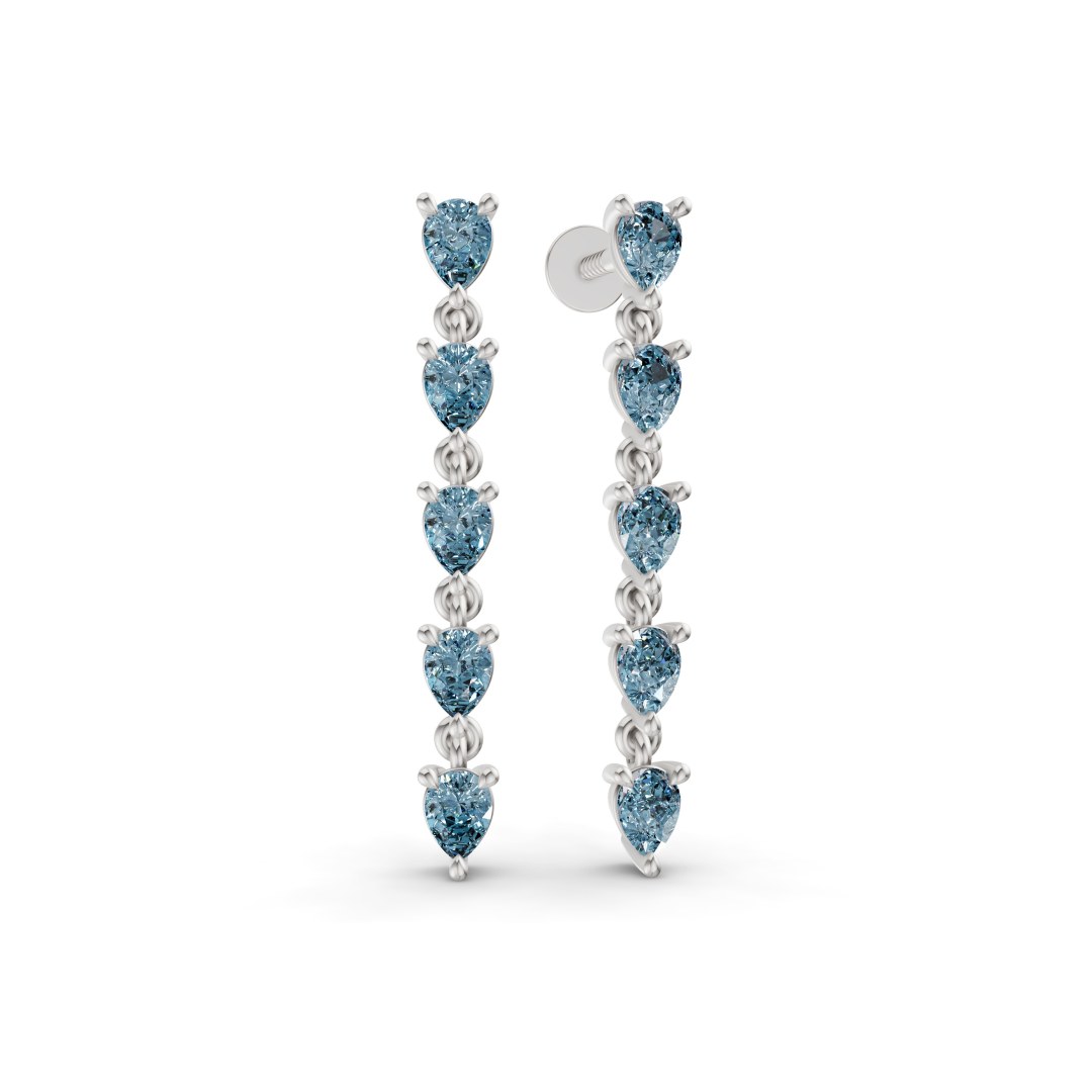 Salvia Fashion Ice Blue Lab Diamond Dangle Earrings left view