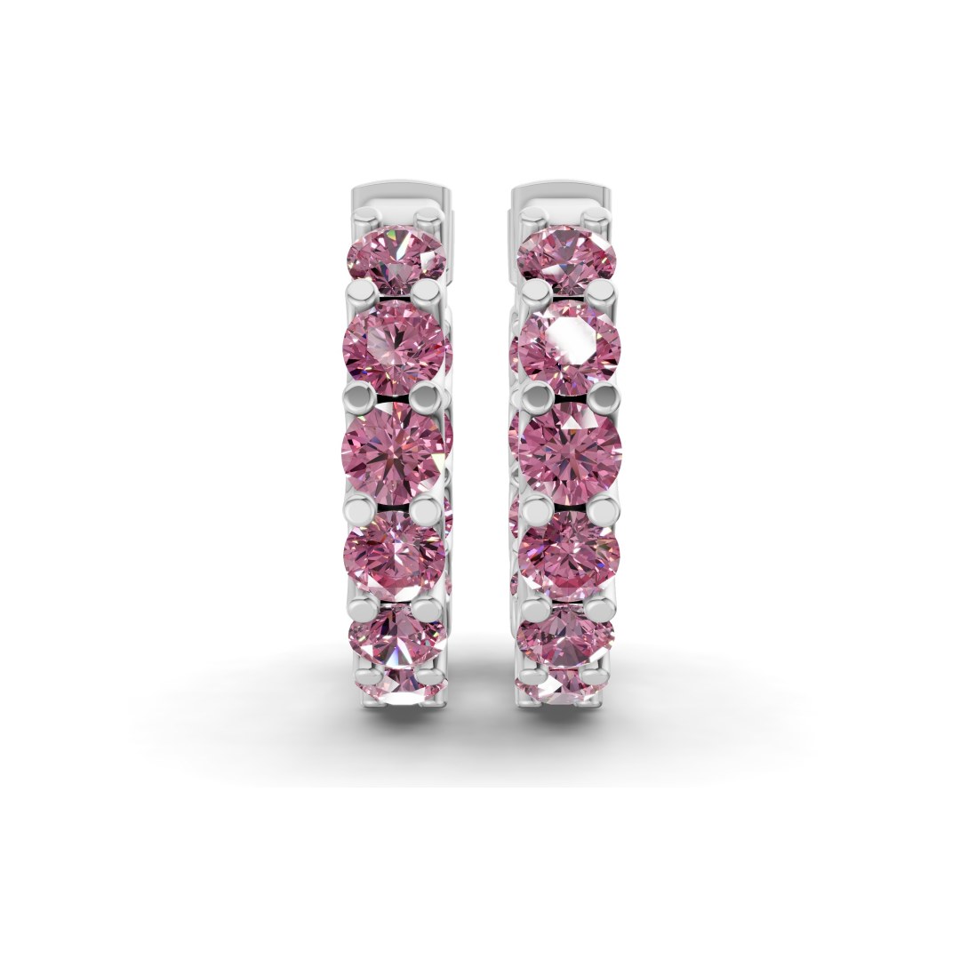 Platinum Sirena Round Lab Diamond Hoop Earrings (4 Ct. Tw.) side right image one