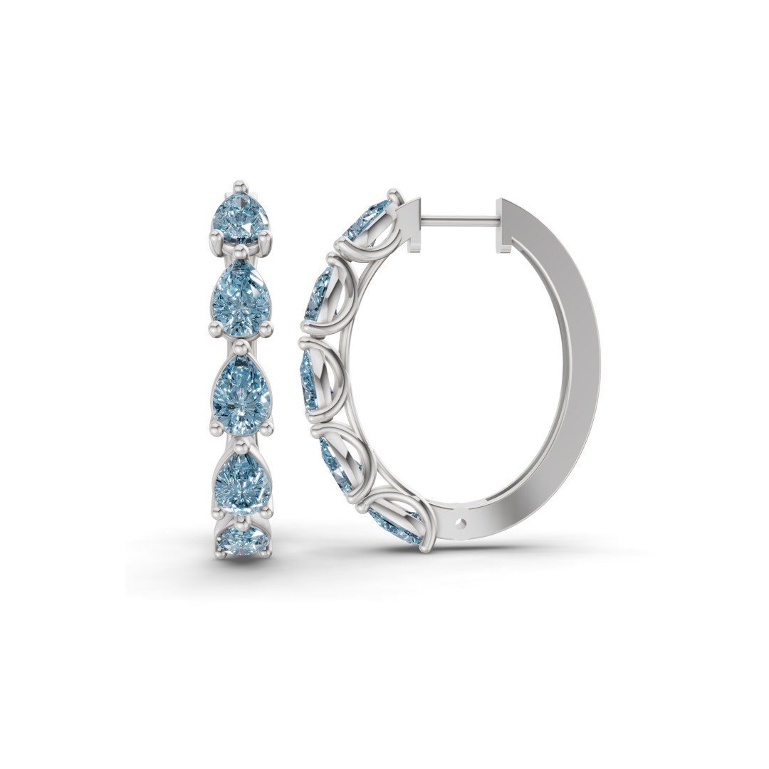 Platinum Lexley Pear Lab Diamond Hoop Earrings (3 Ct. Tw.) left