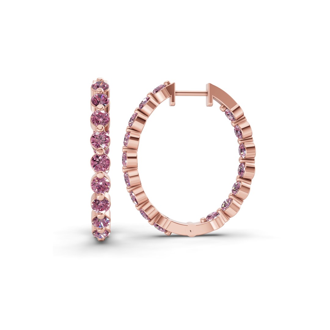 Rylee Round Purple Lab Diamond Hoop Earrings left view