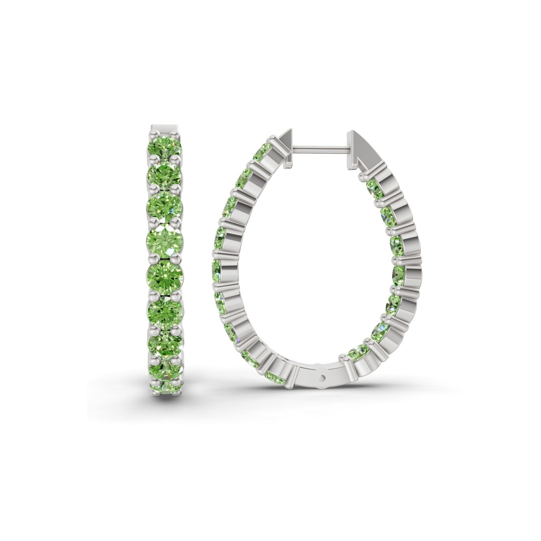 Isla Round Ocean Green Lab Diamond Hoop Earrings left view