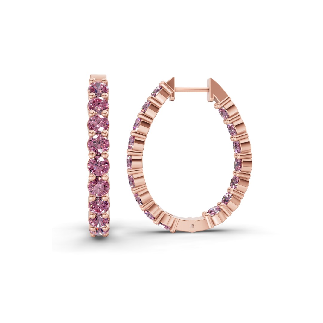 Isla Round Purple Lab Diamond Hoop Earrings left view