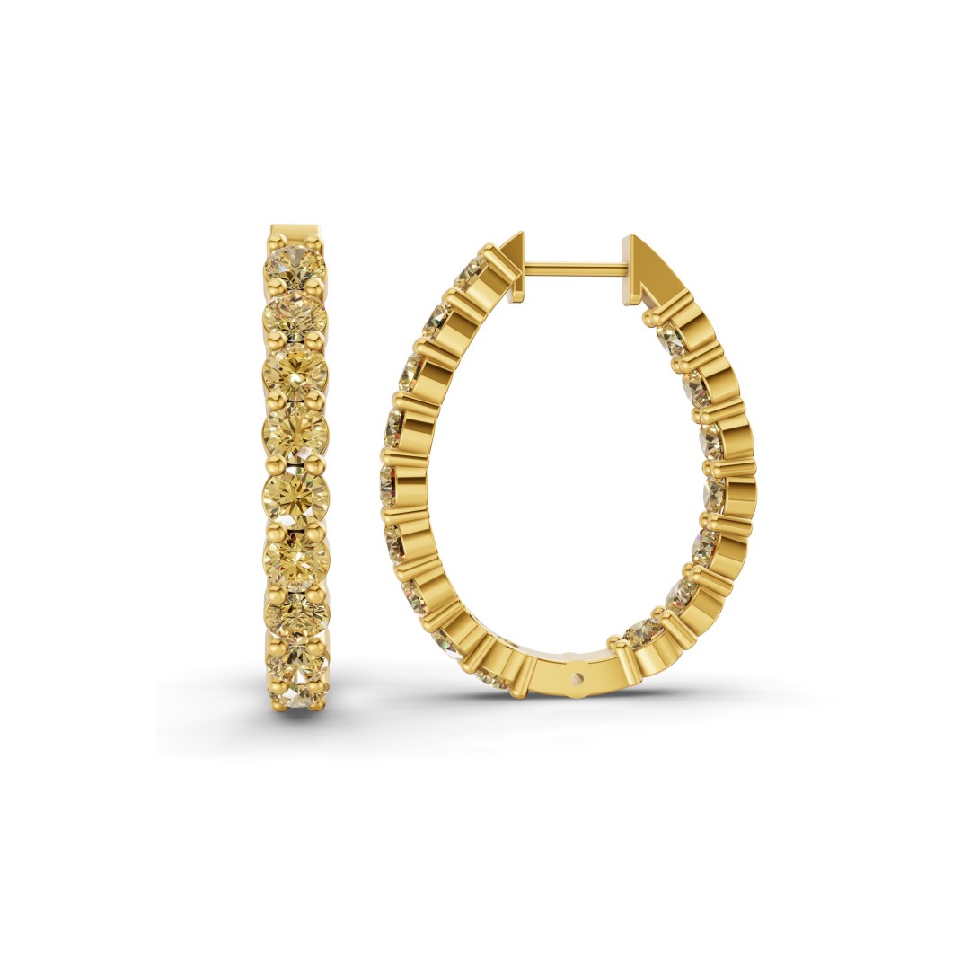 Isla Round Lemon Yellow Lab Diamond Hoop Earrings left view