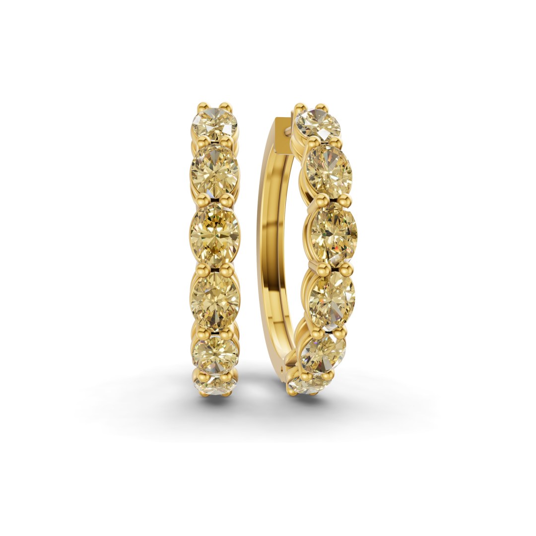 Saylor Oval Sunlit Yellow Lab Diamond Hoop Earrings front view