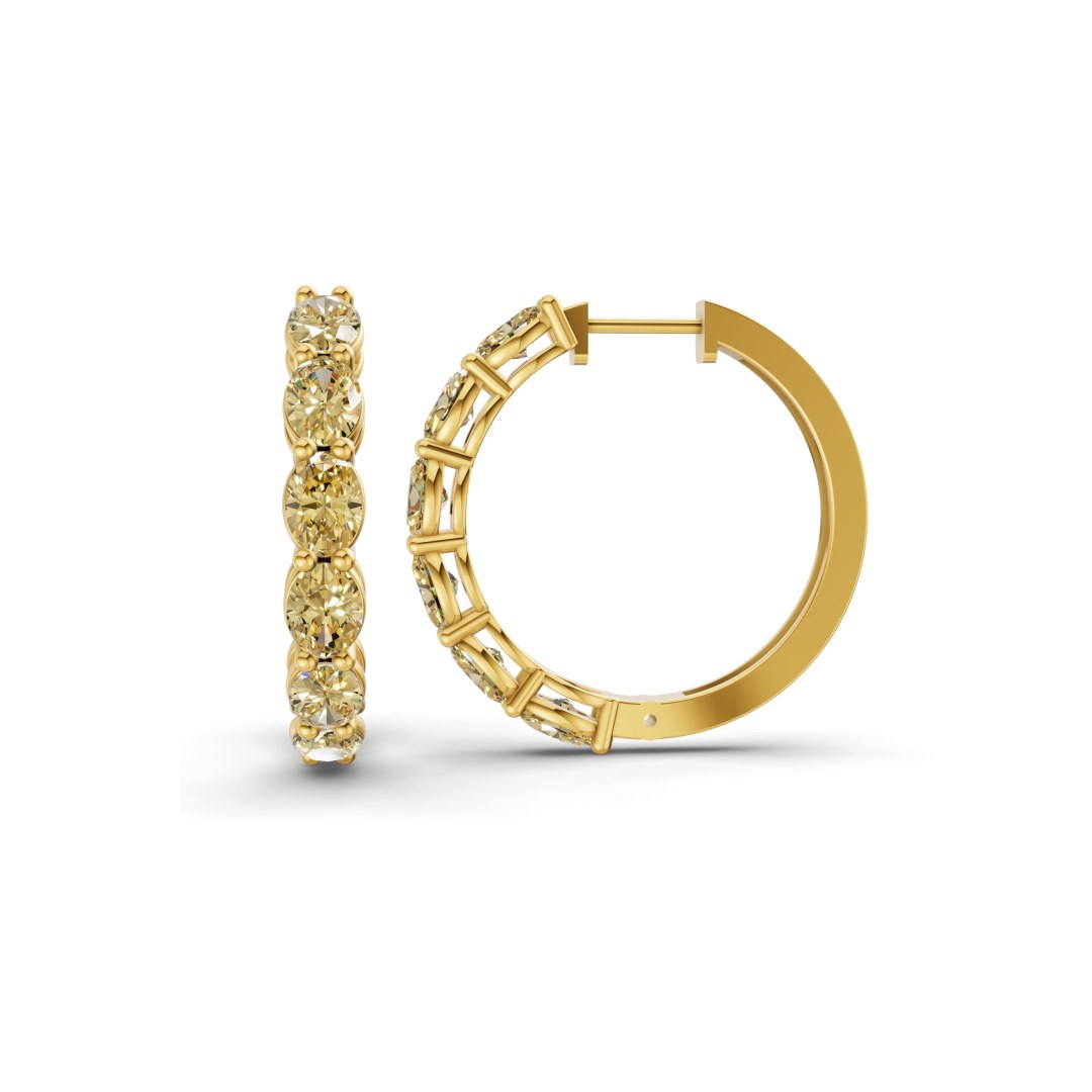 Saylor Oval Sunlit Yellow Lab Diamond Hoop Earrings left view