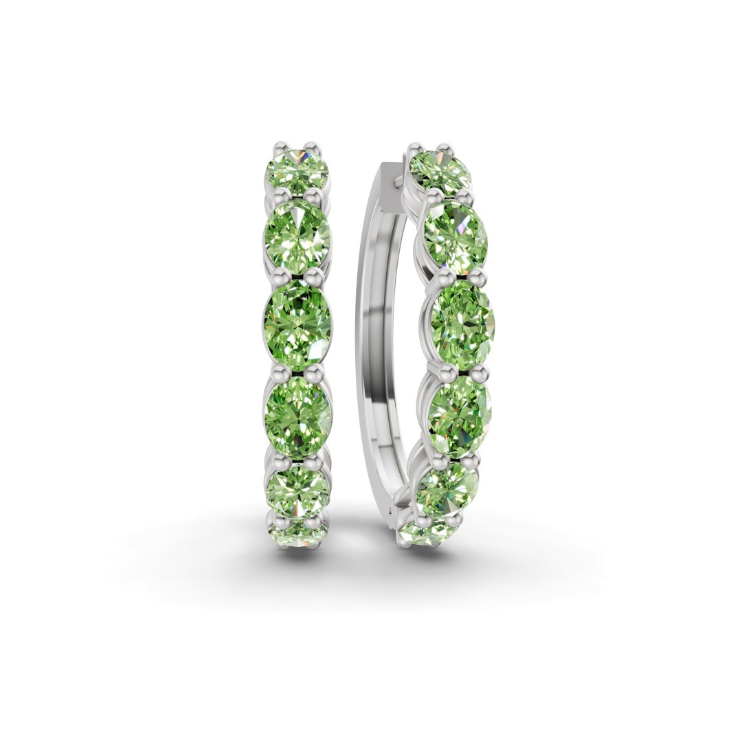 Saylor Oval Ocean Green Lab Diamond Hoop Earrings front view