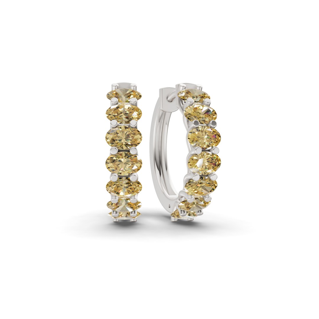 Jovana Oval Sunlit Yellow Lab Diamond Hoop Earrings front view