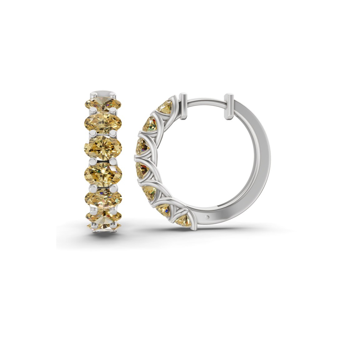 Jovana Oval Sunlit Yellow Lab Diamond Hoop Earrings left view