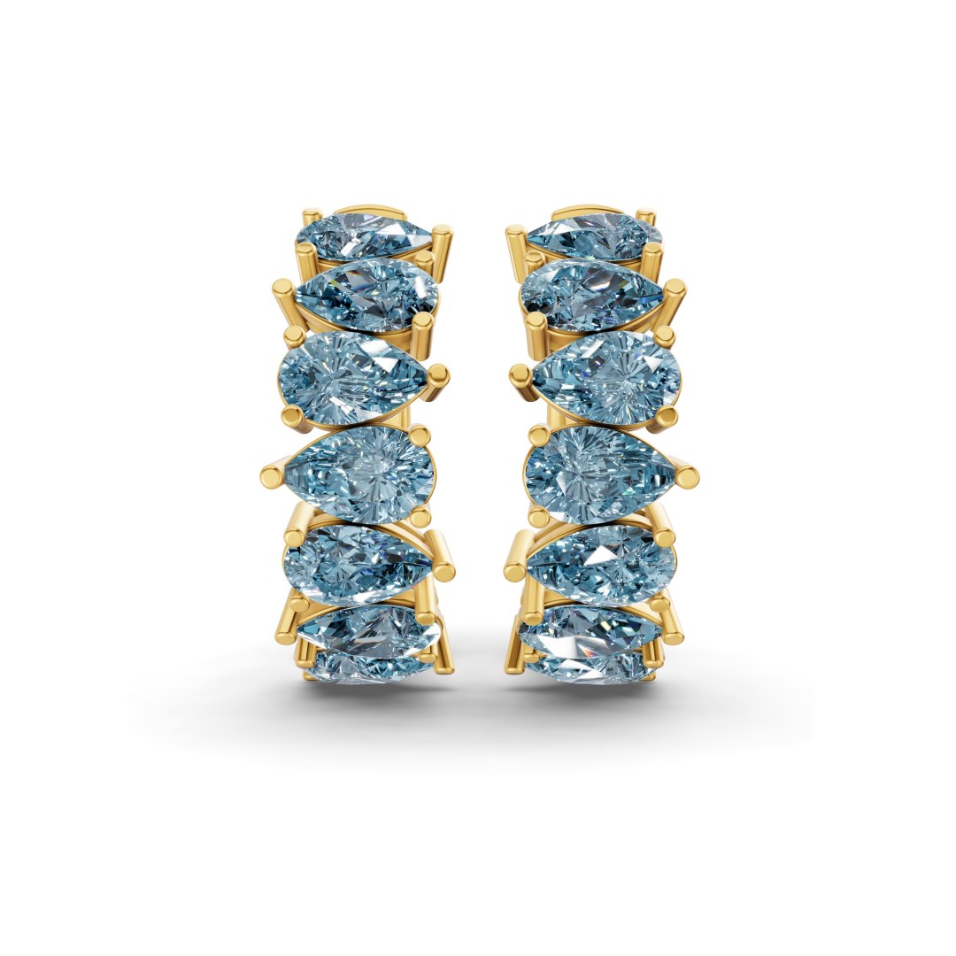 9ct Yellow Gold Eudora Pear Lab Diamond Hoop Earrings (2 Ct. Tw.) side right image one