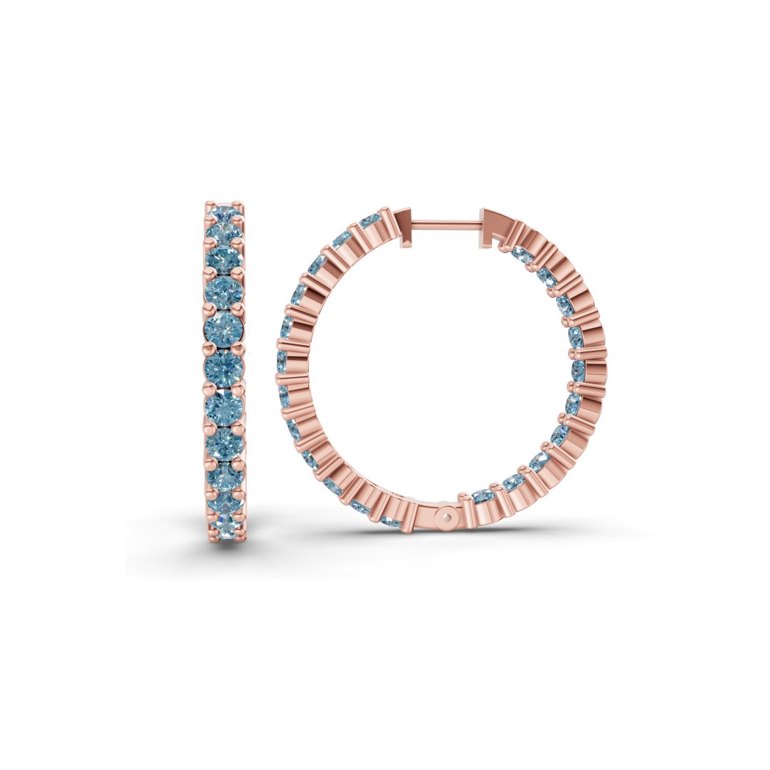 9ct Rose Gold Meara Round Lab Diamond Hoop Earrings (8 Ct. Tw.) standing product image one