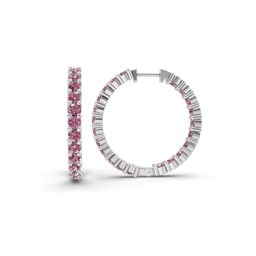Platinum Meara Round Lab Diamond Hoop Earrings (1 Ct. Tw.) standing product image one