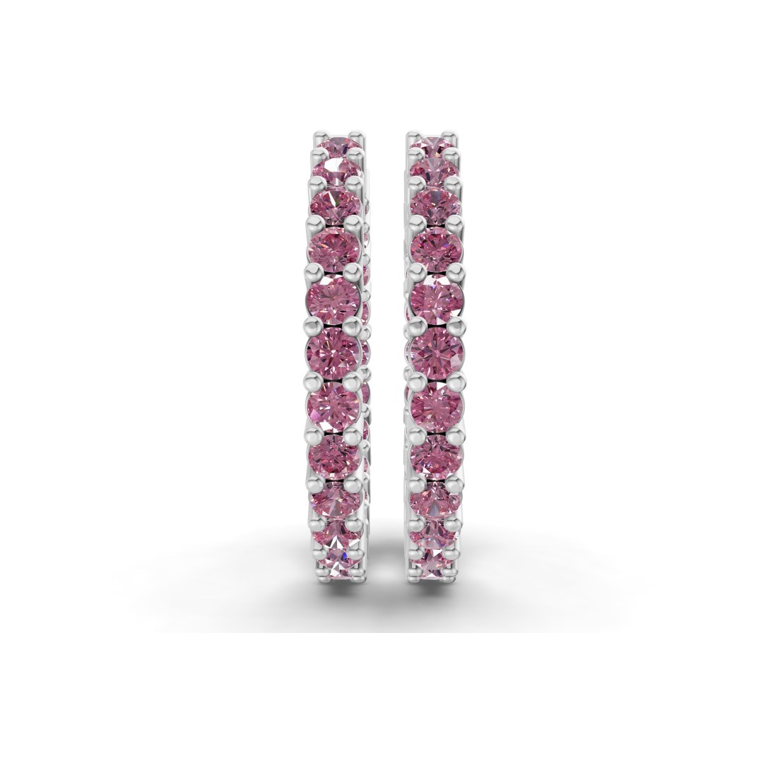 Platinum Meara Round Lab Diamond Hoop Earrings (1 Ct. Tw.) side right image one