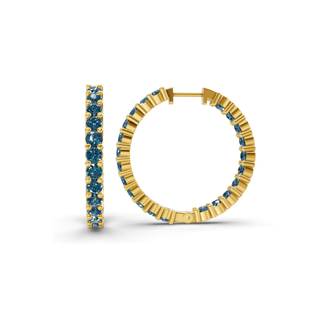 10kt Yellow Gold Meara Round Lab Diamond Hoop Earrings (7 Ct. Tw.) standing product image one