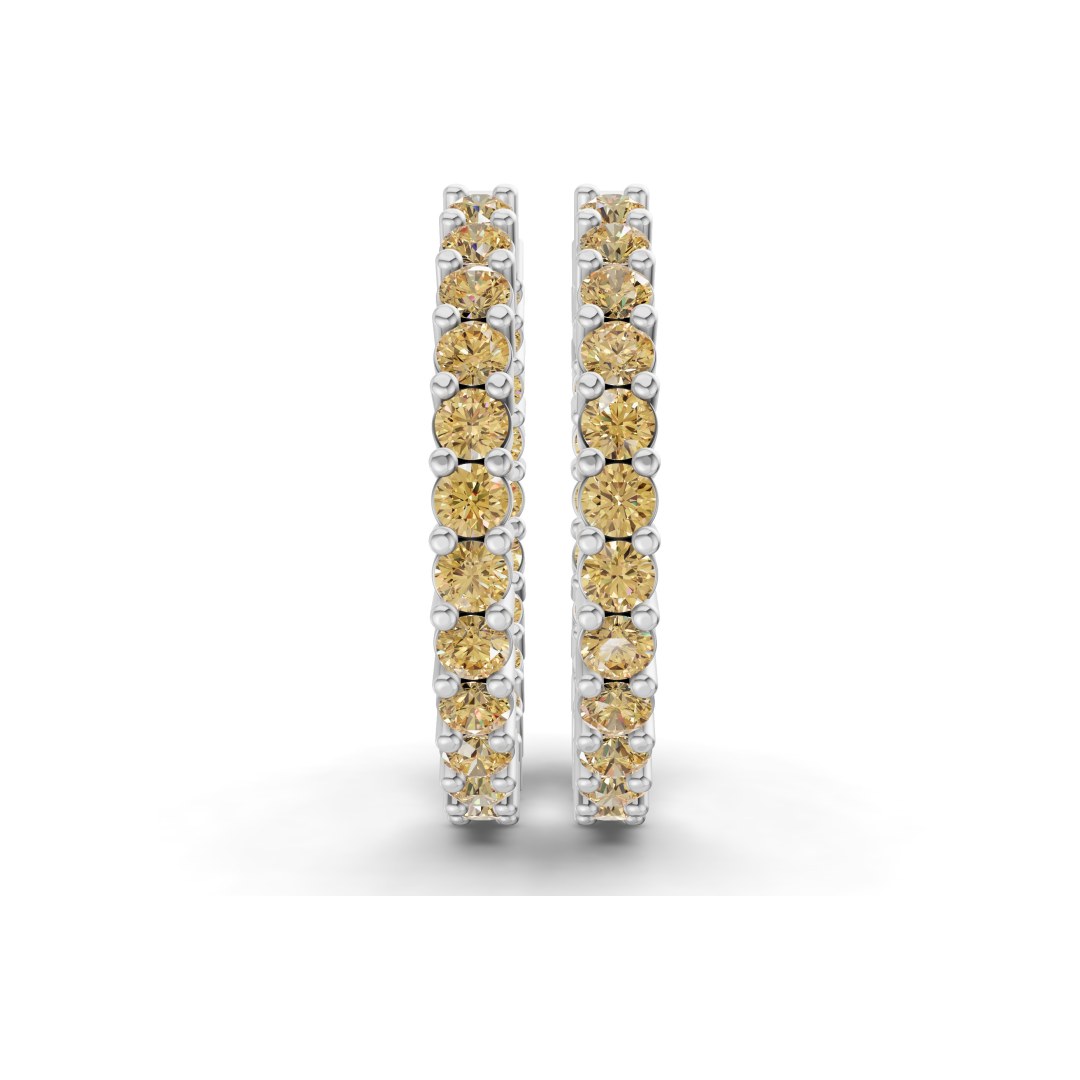Platinum Meara Round Lab Diamond Hoop Earrings (7 Ct. Tw.) side right image one