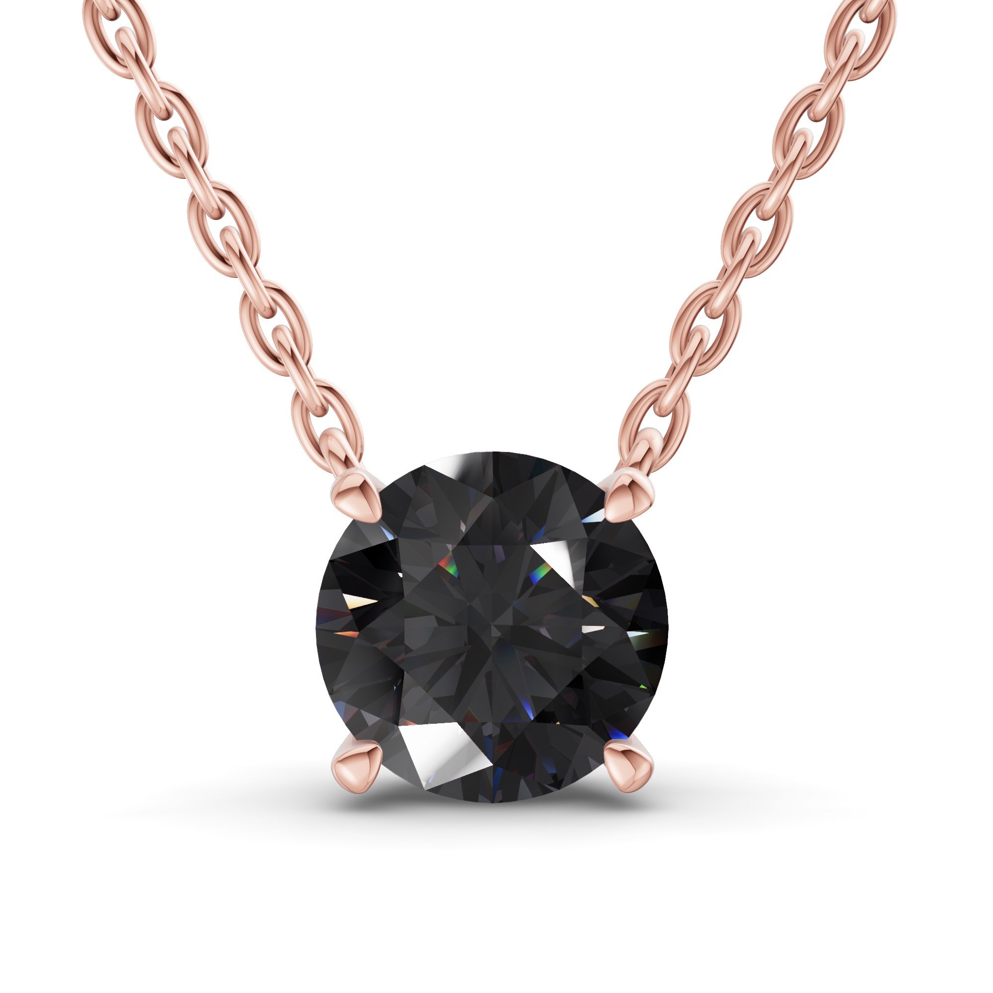 Lluvia Round Black Lab Diamond Solitaire Necklace front view