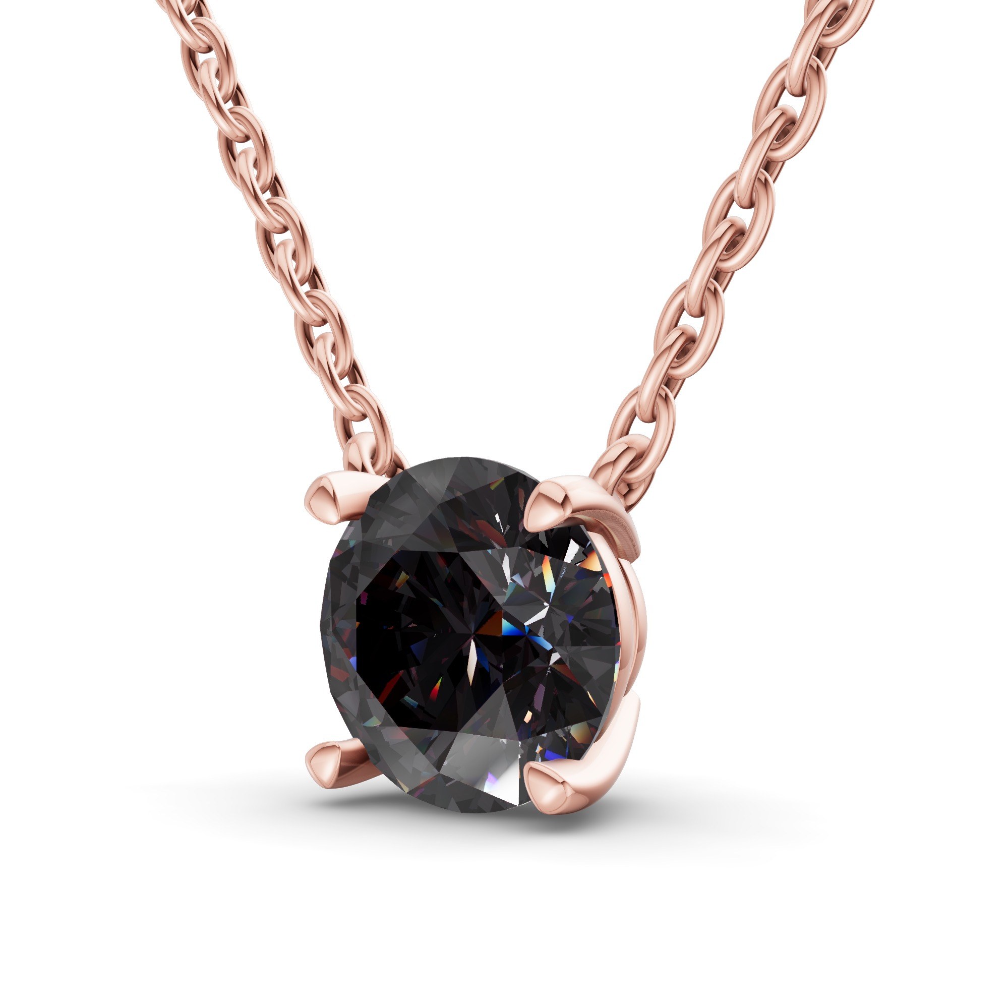 Lluvia Round Black Lab Diamond Solitaire Necklace left view