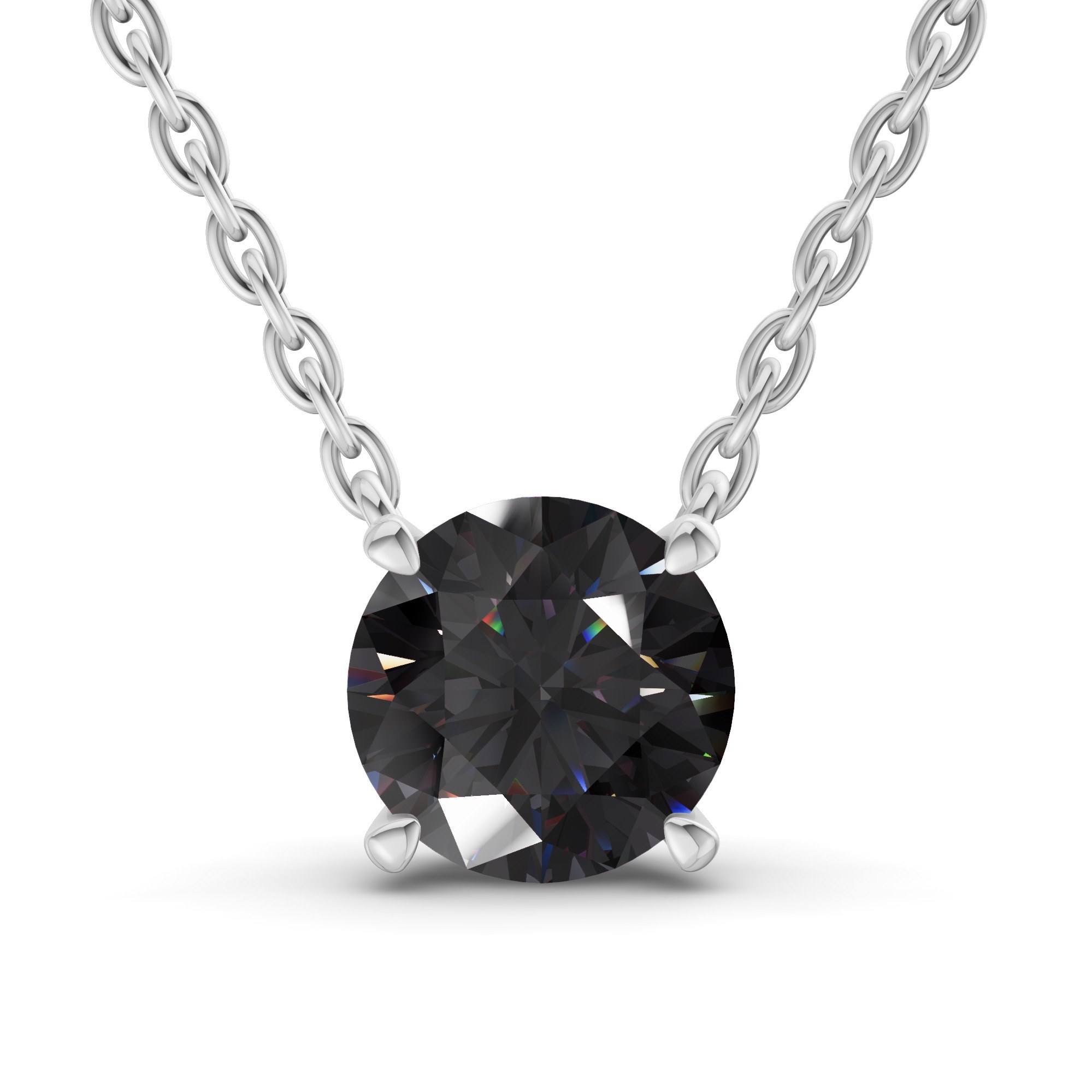 Lluvia Round Black Lab Diamond Solitaire Necklace front view