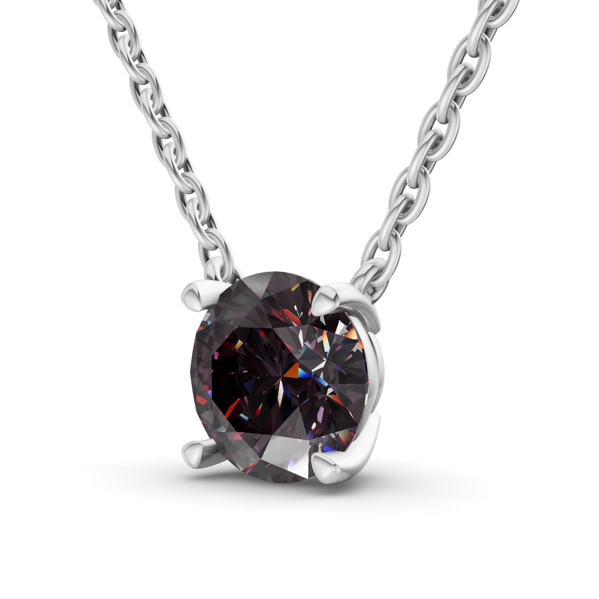 Lluvia Round Black Lab Diamond Solitaire Necklace left view