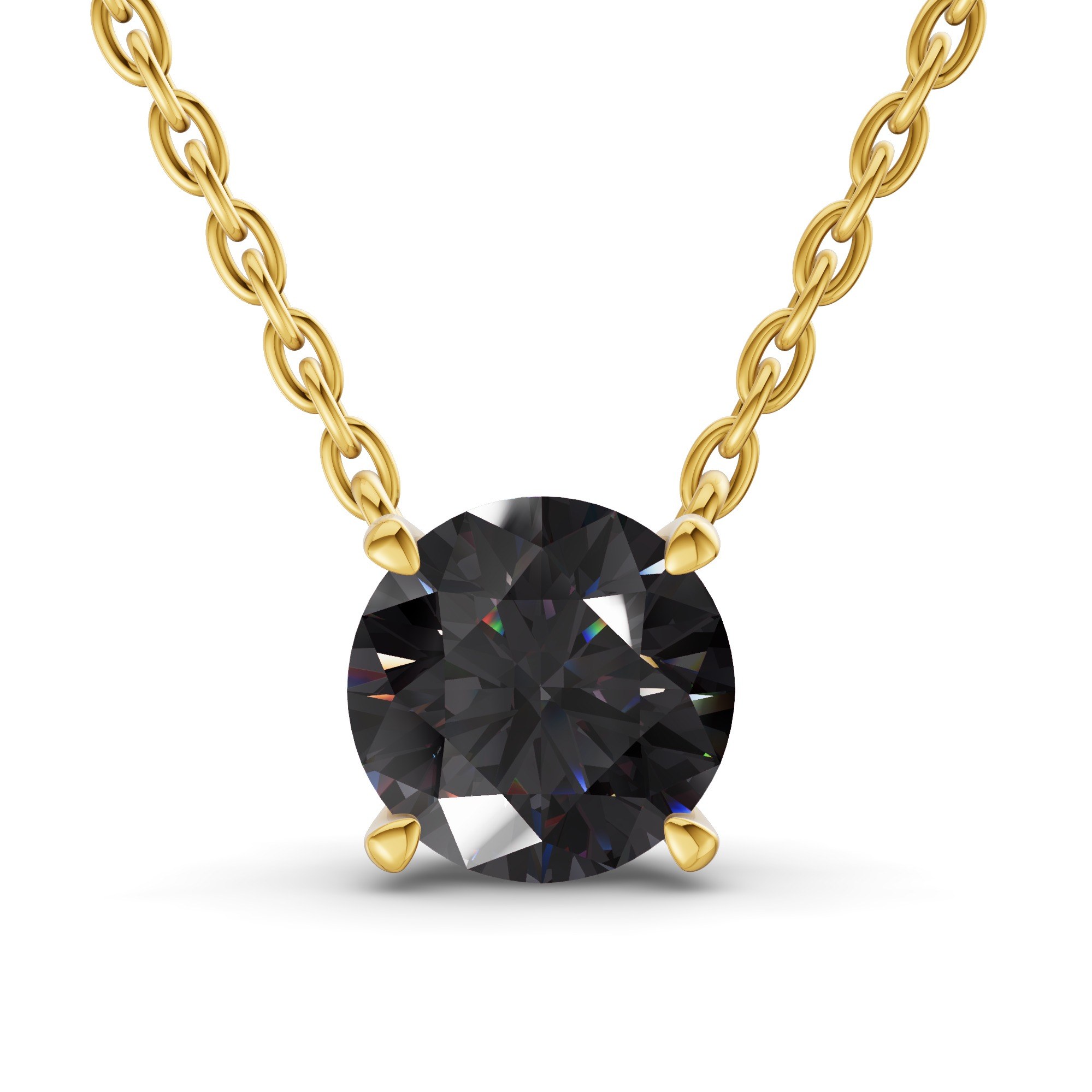 Lluvia Round Black Lab Diamond Solitaire Necklace front view