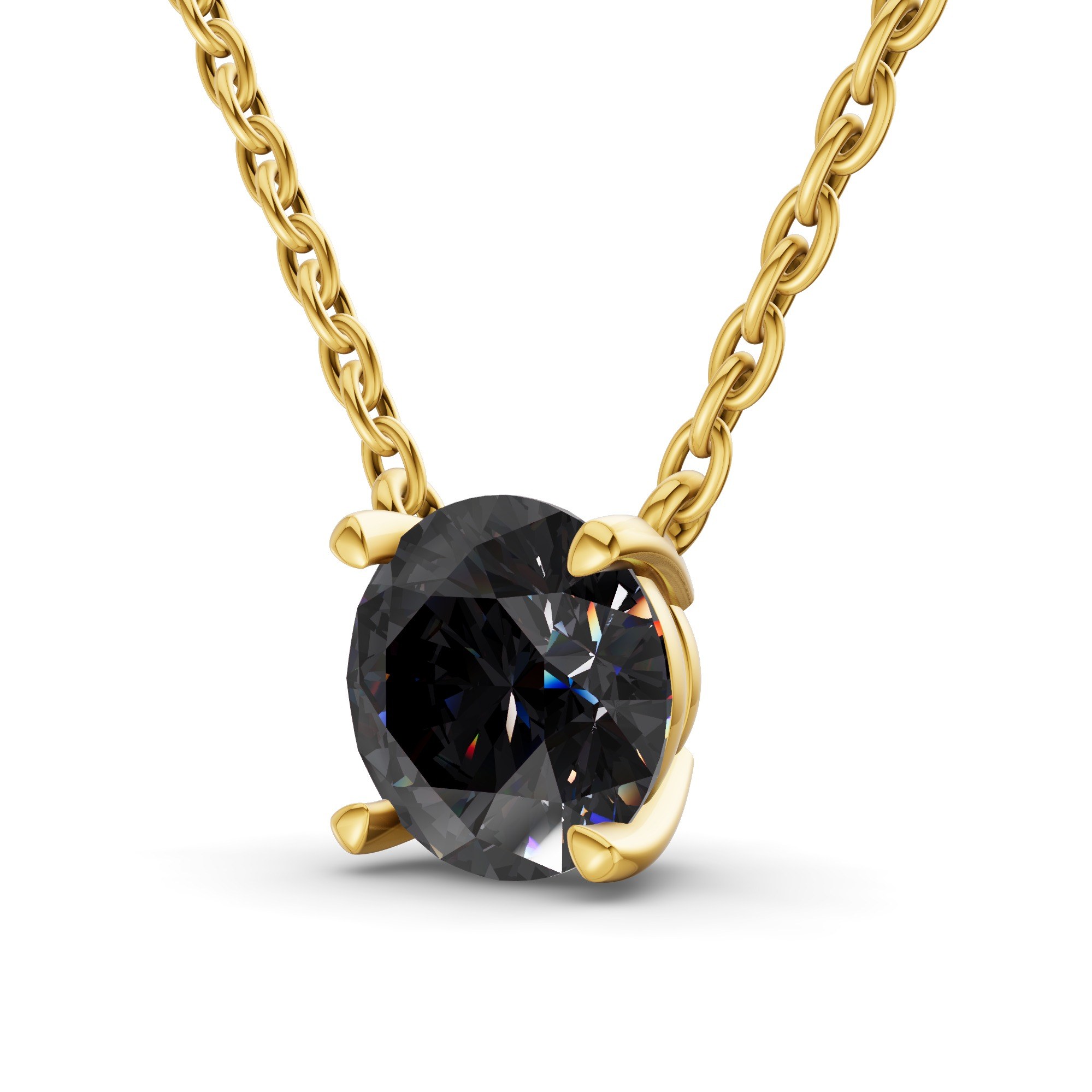 Lluvia Round Black Lab Diamond Solitaire Necklace left view