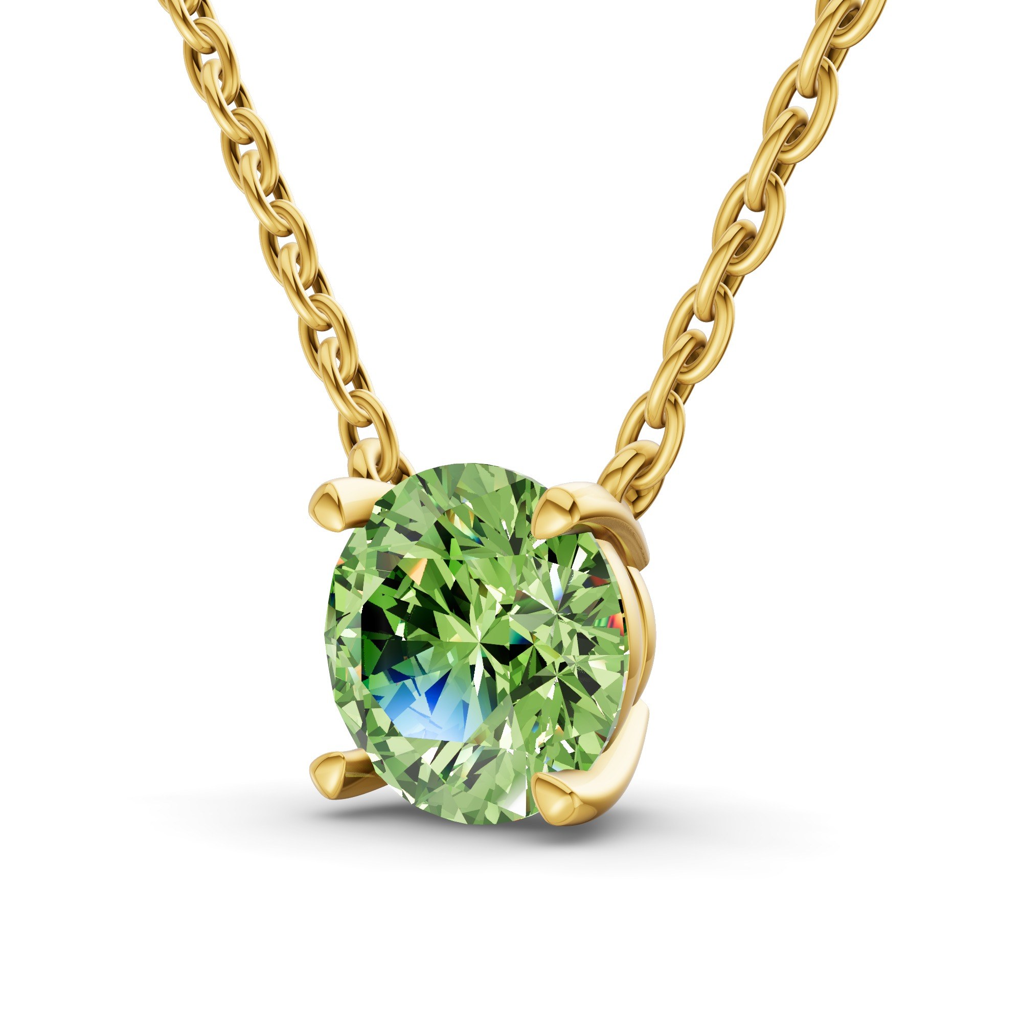 Lluvia Round Ocean Green Lab Diamond Solitaire Necklace left view