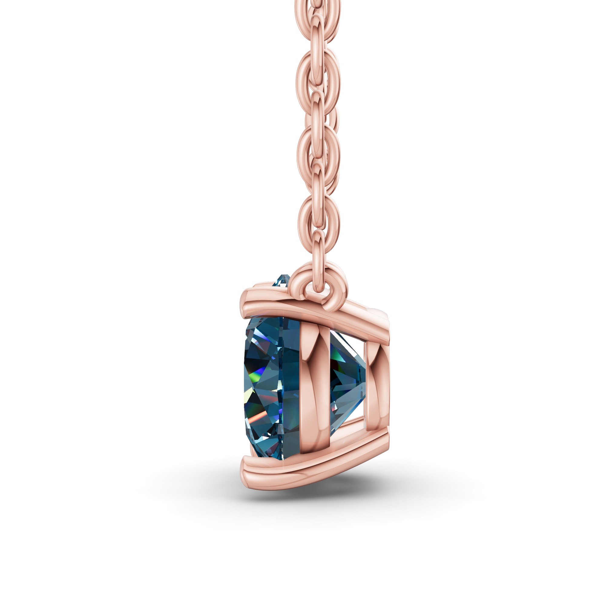 9ct Rose Gold Lluvia Round Lab Diamond Solitaire Necklace (2 Ct. Tw.) side right image one