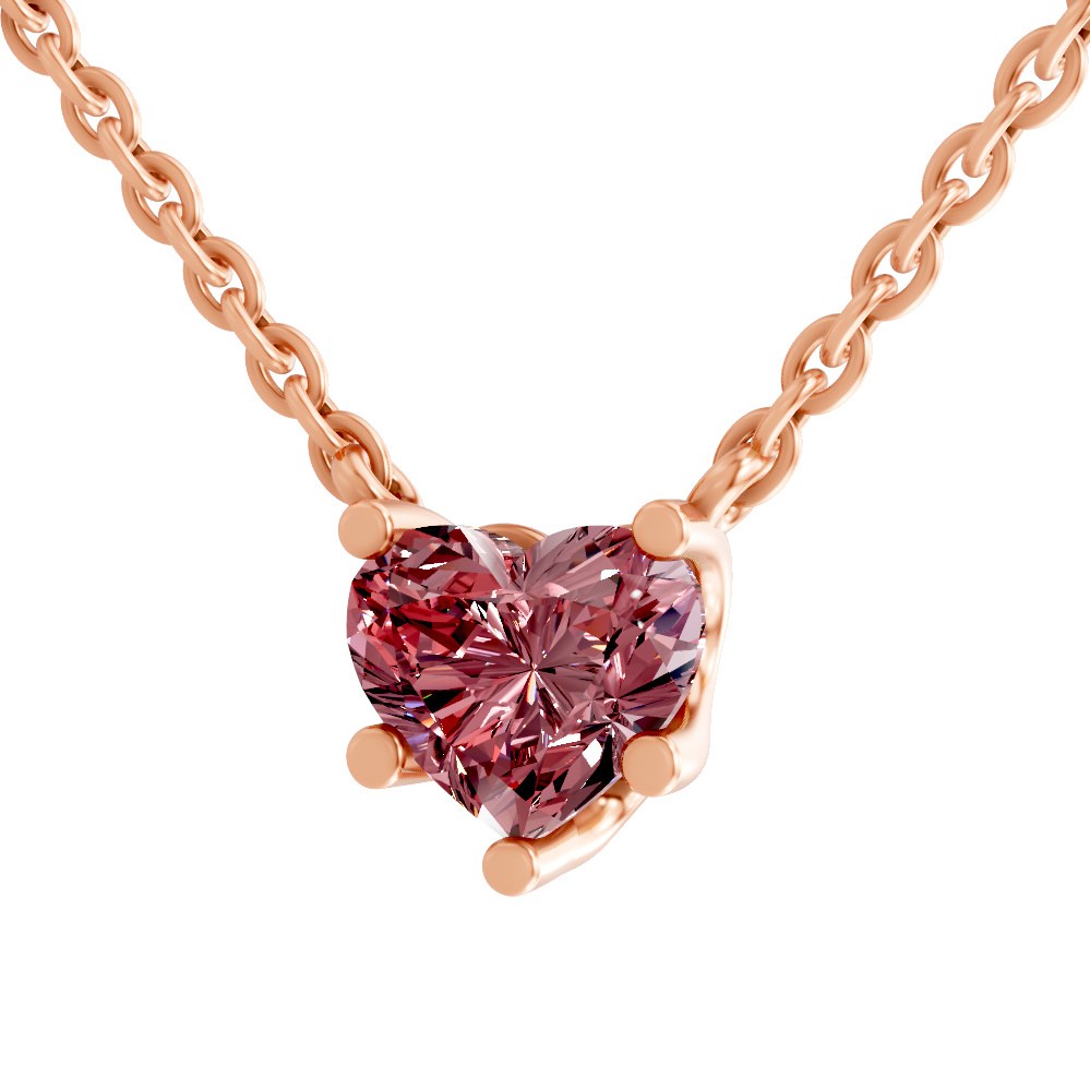 Amalia Heart Vivid Pink Lab Diamond Solitaire Necklace left view
