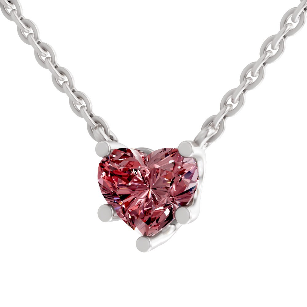 Amalia vivid pink Heart Lab Diamond Solitaire Necklace left view