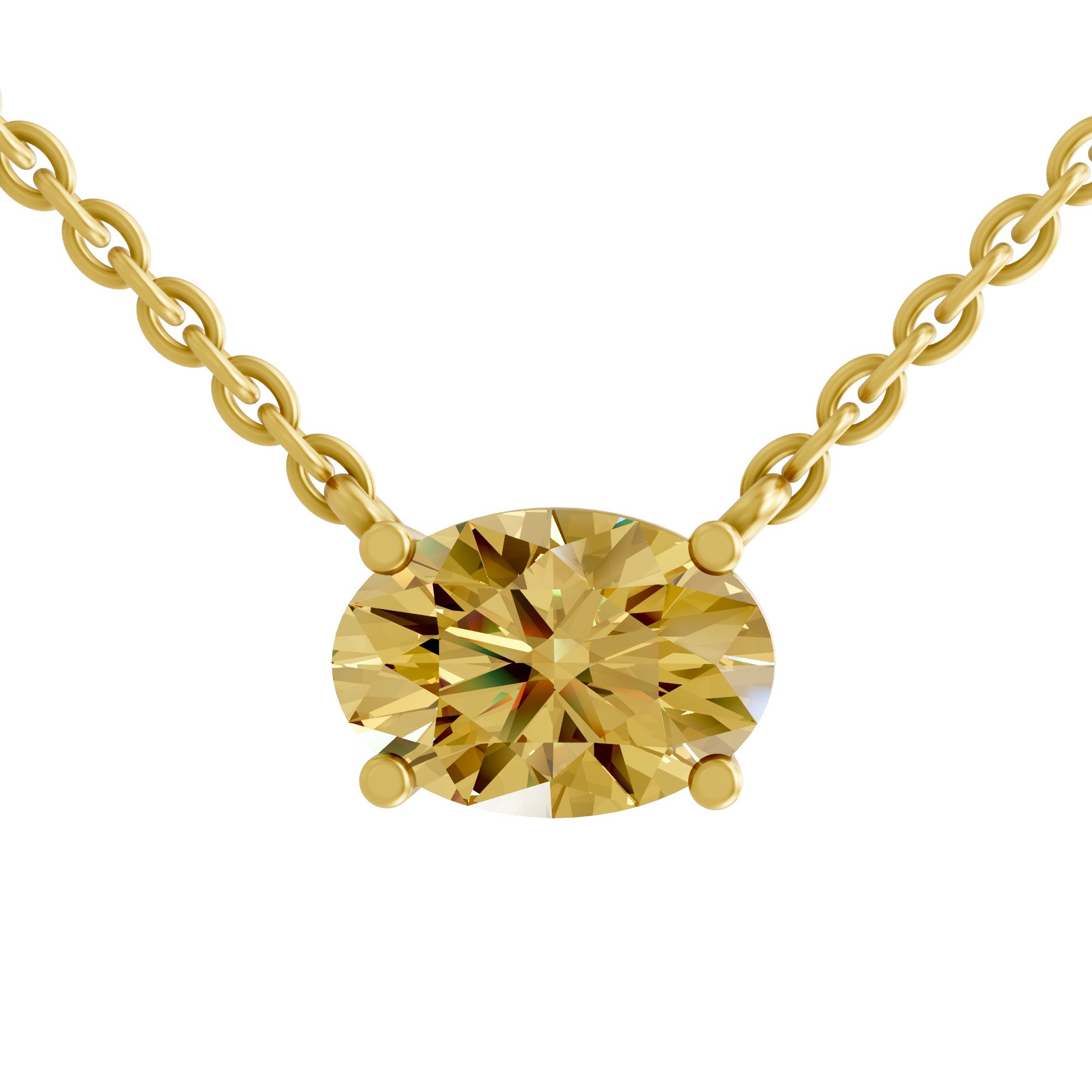 Fernanda Oval Sunlit Yellow Lab Diamond Solitaire Necklace front view