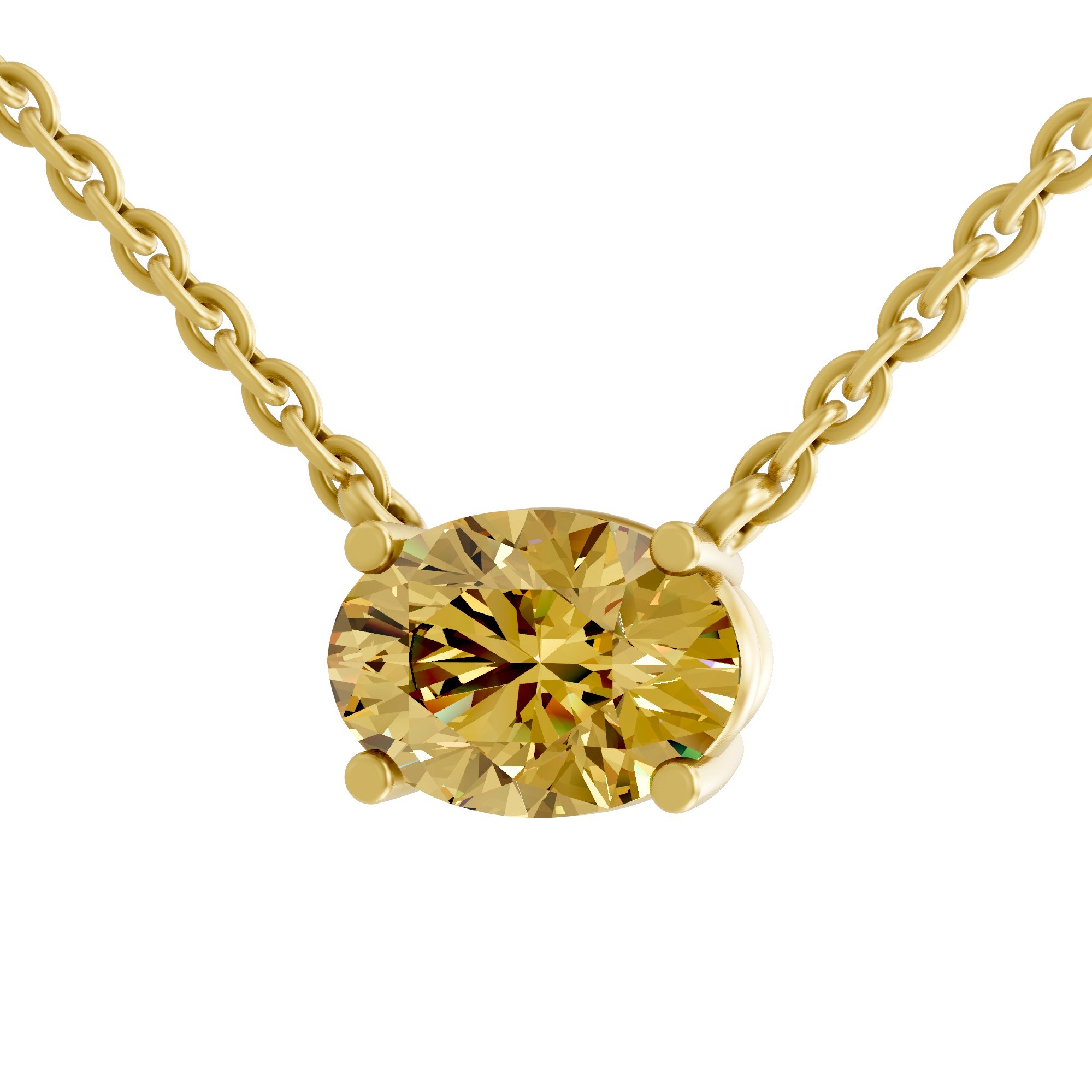 Fernanda Oval Sunlit Yellow Lab Diamond Solitaire Necklace left view