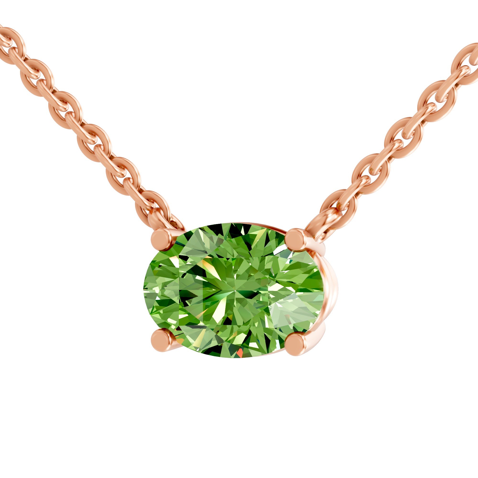 14ct Rose Gold Fernanda Oval Lab Diamond Solitaire Necklace (1/2 Ct. Tw.) left
