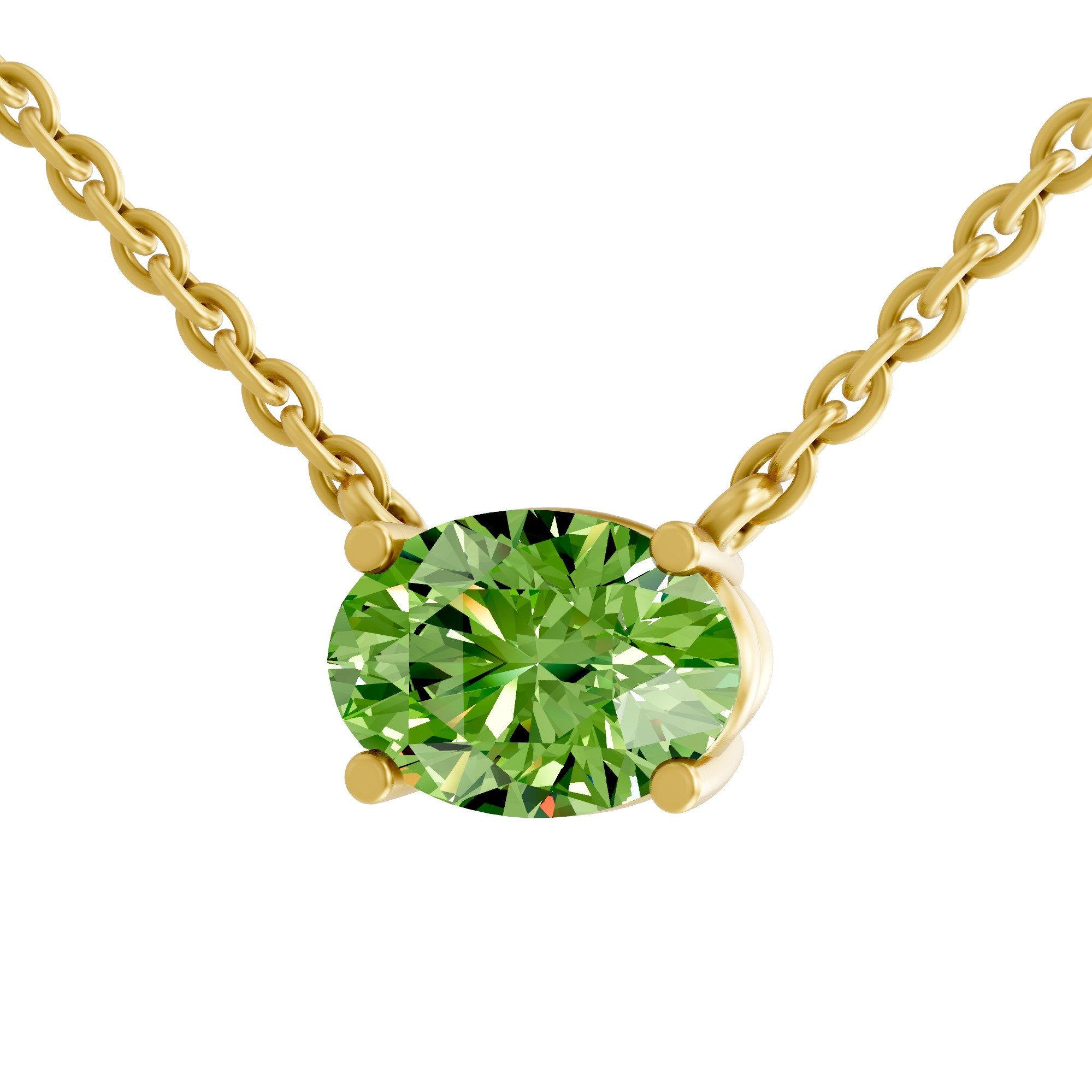 Fernanda Oval Ocean Green Lab Diamond Solitaire Necklace left view