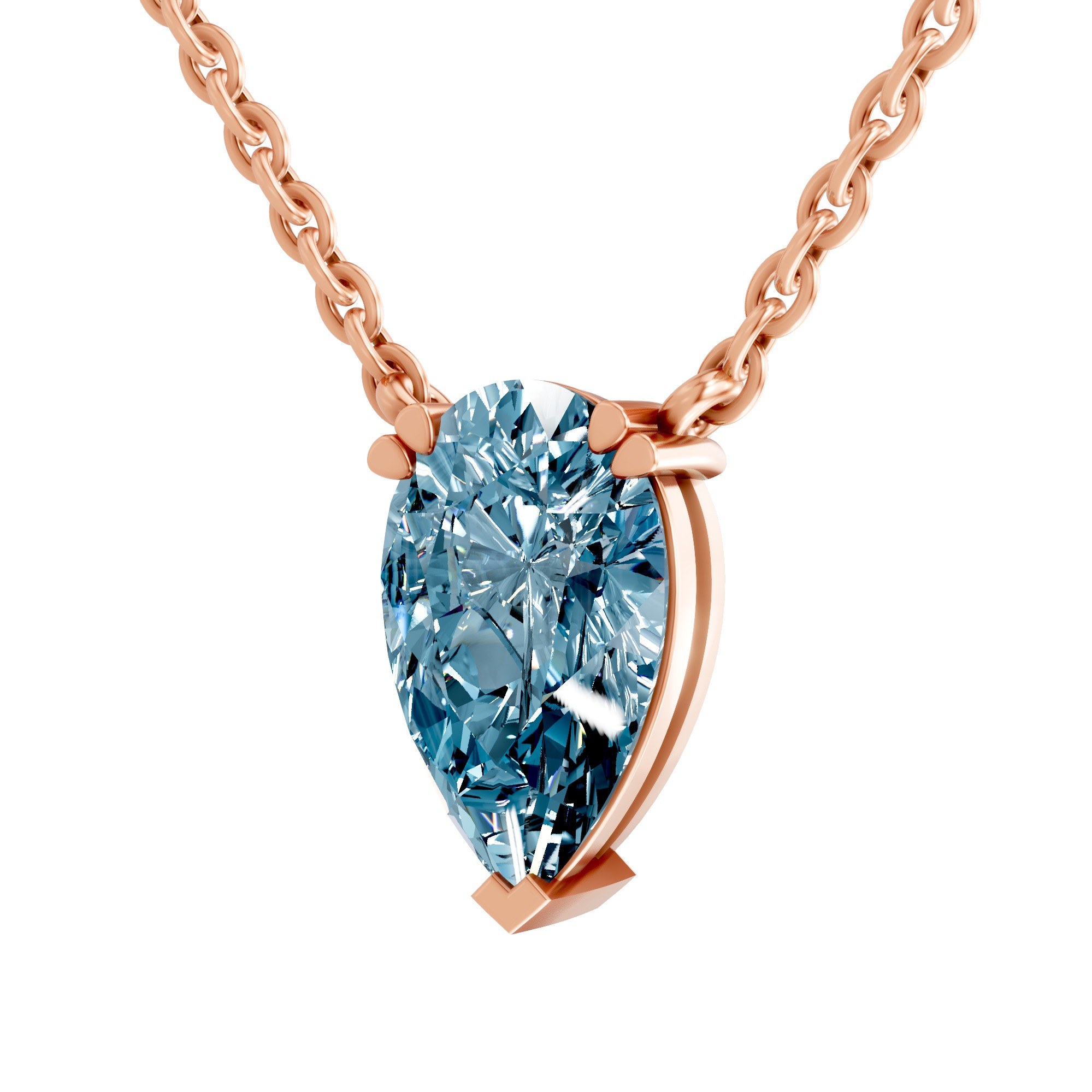 14ct Rose Gold Fiona Pear Lab Diamond Solitaire Necklace (2 Ct. Tw.) standing product image one