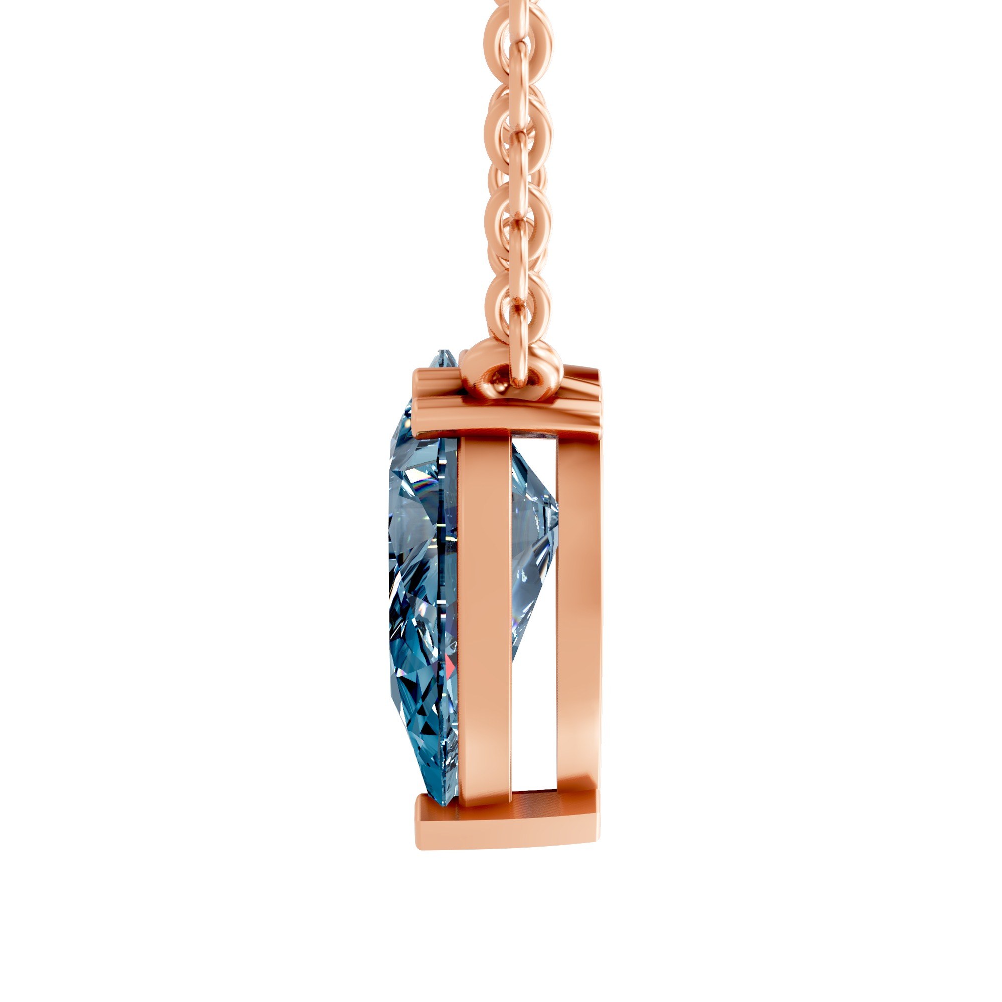 14ct Rose Gold Fiona Pear Lab Diamond Solitaire Necklace (2 Ct. Tw.) side right image one