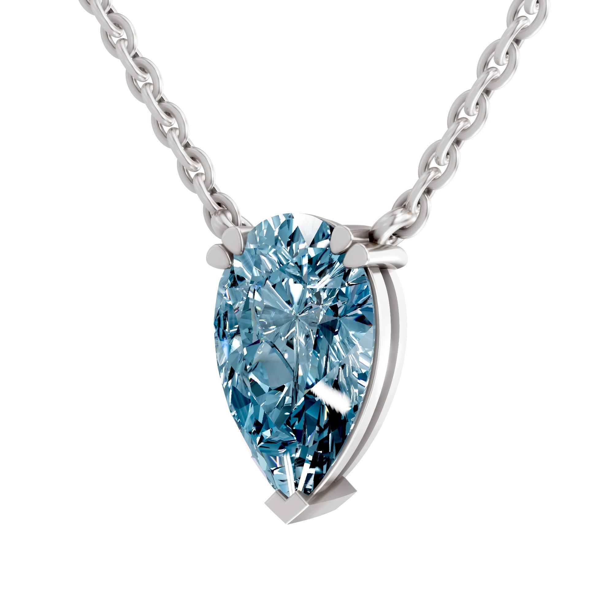 Fiona ice blue Pear Lab Diamond Solitaire Necklace left view