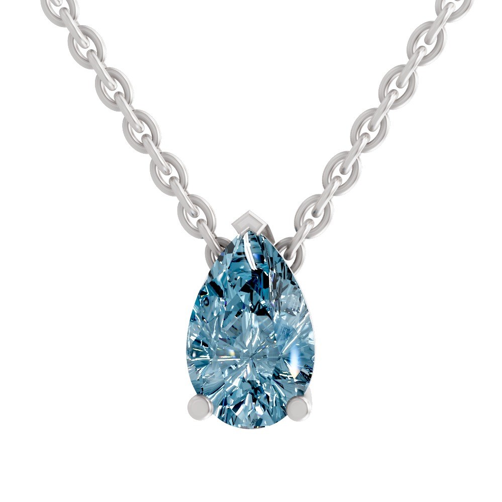 Marisol Pear Ice Blue Lab Diamond Solitaire Necklace front view