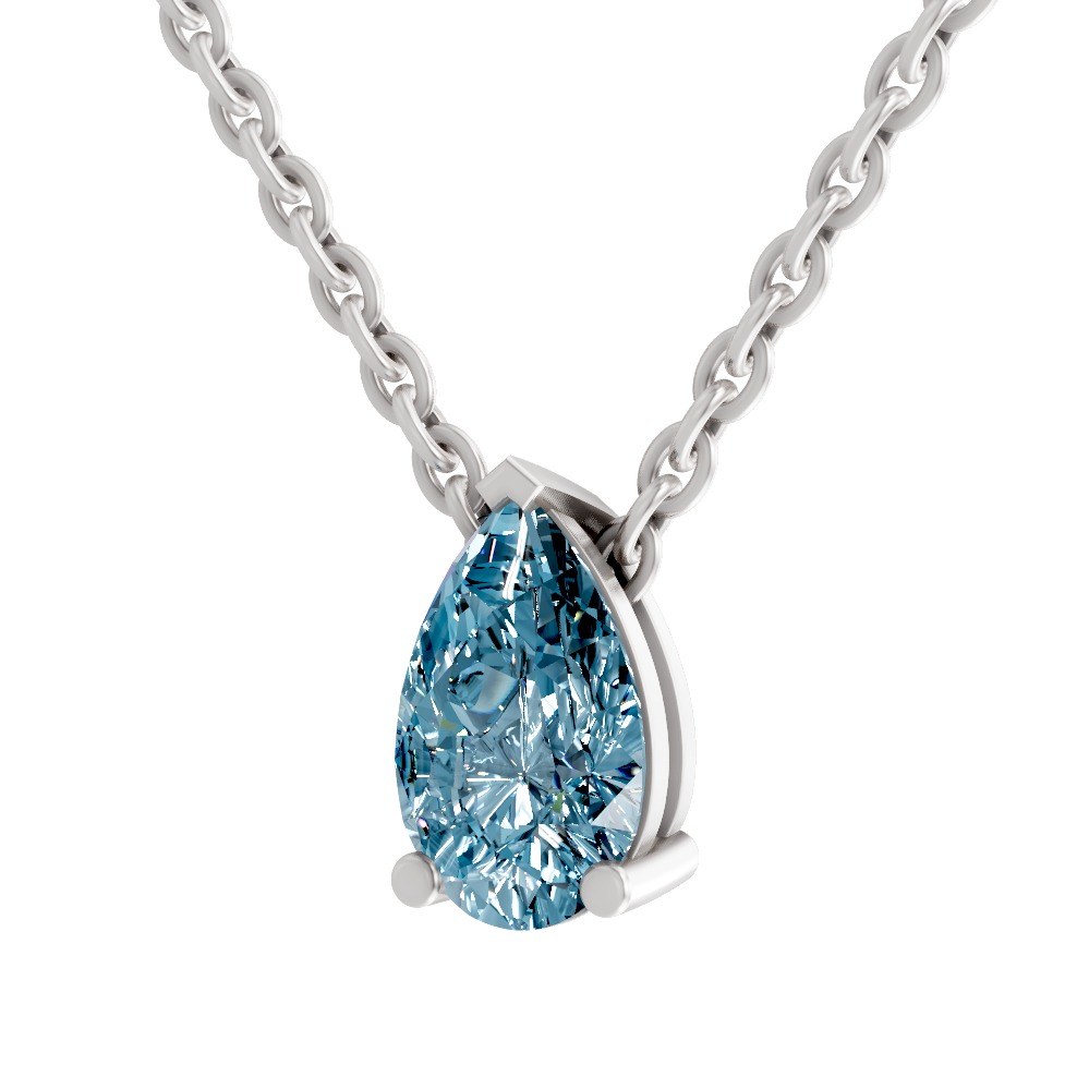 Marisol Pear Ice Blue Lab Diamond Solitaire Necklace left view