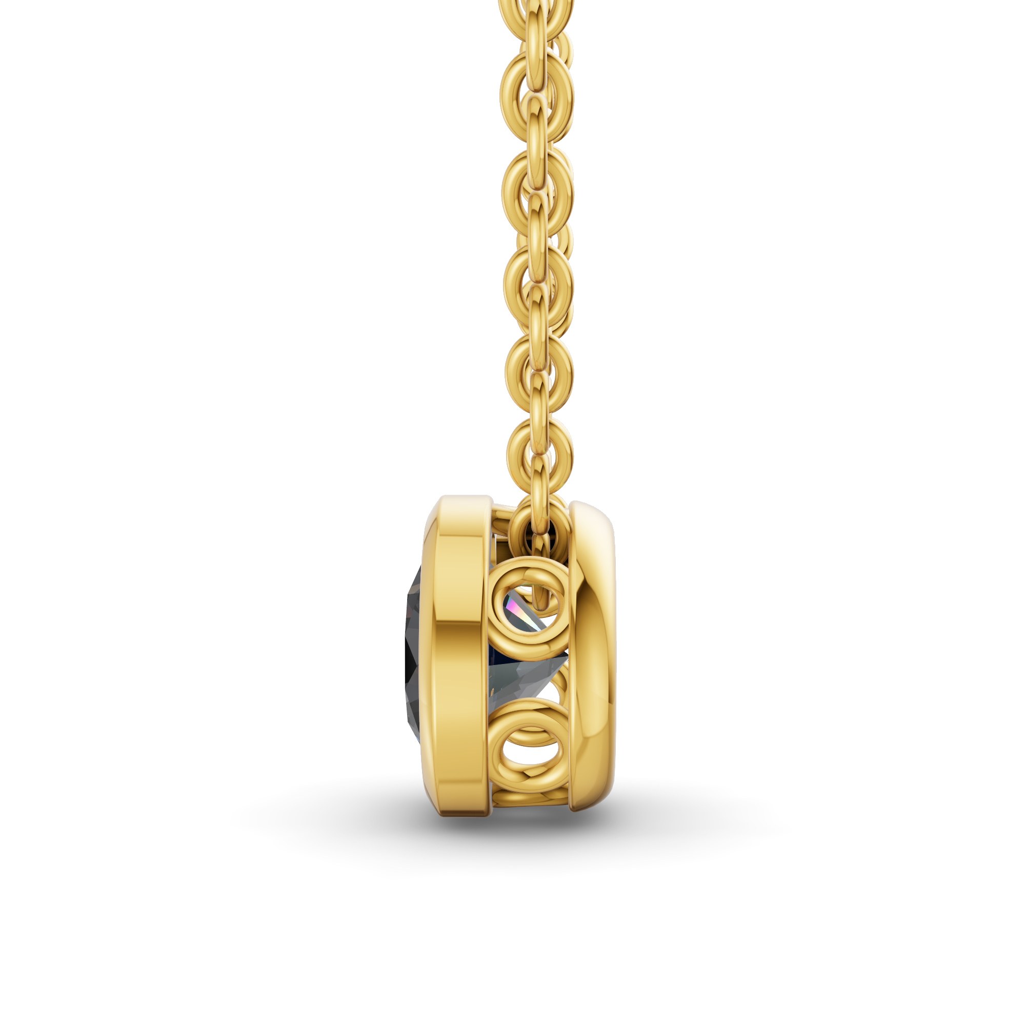 9ct Yellow Gold Agustina Round Bezel Lab Diamond Solitaire Necklace (1/2 Ct. Tw.) side right image one