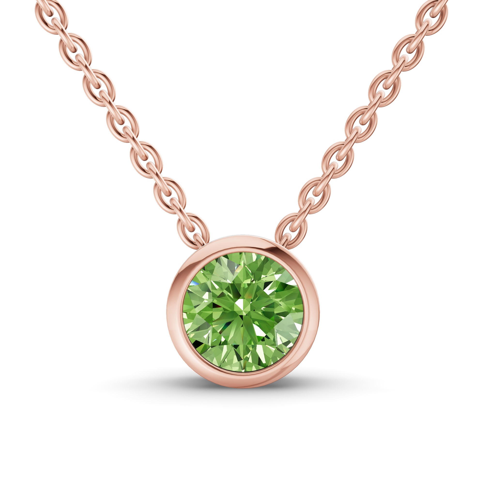 9ct Rose Gold Agustina Round Bezel Lab Diamond Solitaire Necklace (1/2 Ct. Tw.) front image