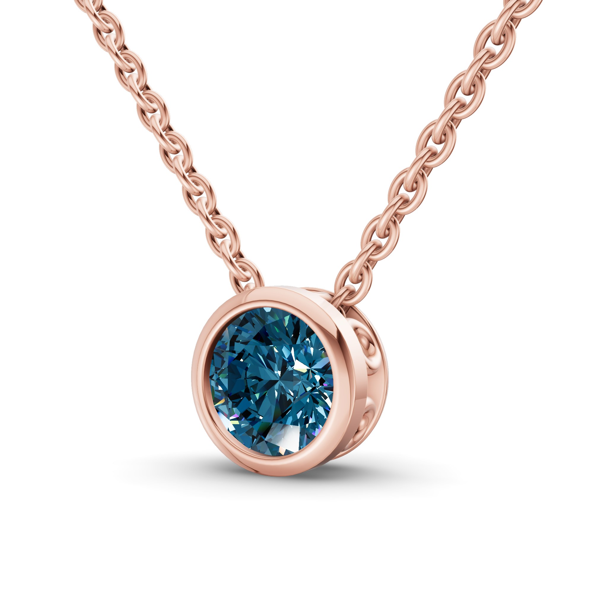 9ct Rose Gold Agustina Round Bezel Lab Diamond Solitaire Necklace (1 Ct. Tw.) standing product image one