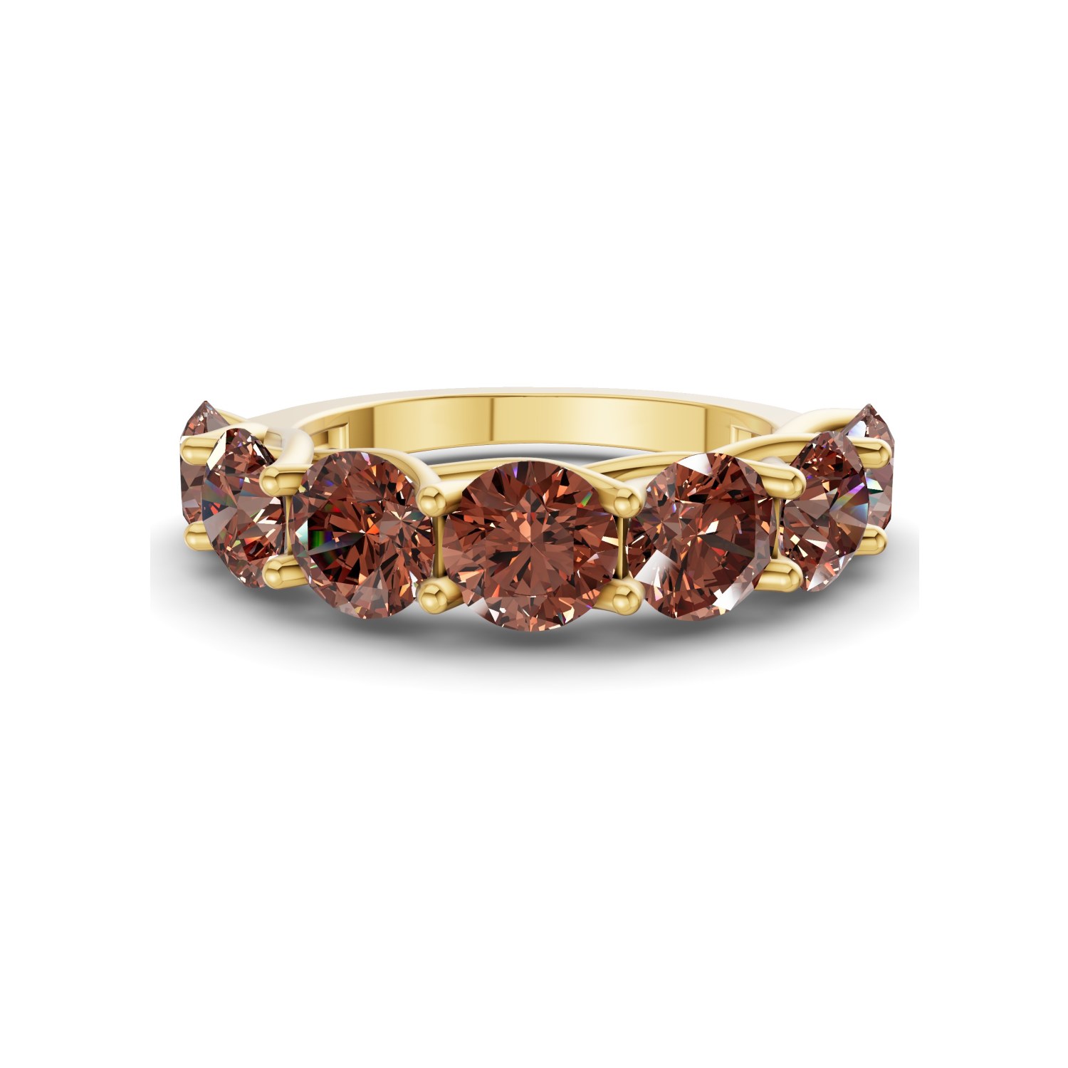 Valentina Round Brown Lab Diamond Anniversary Band front view