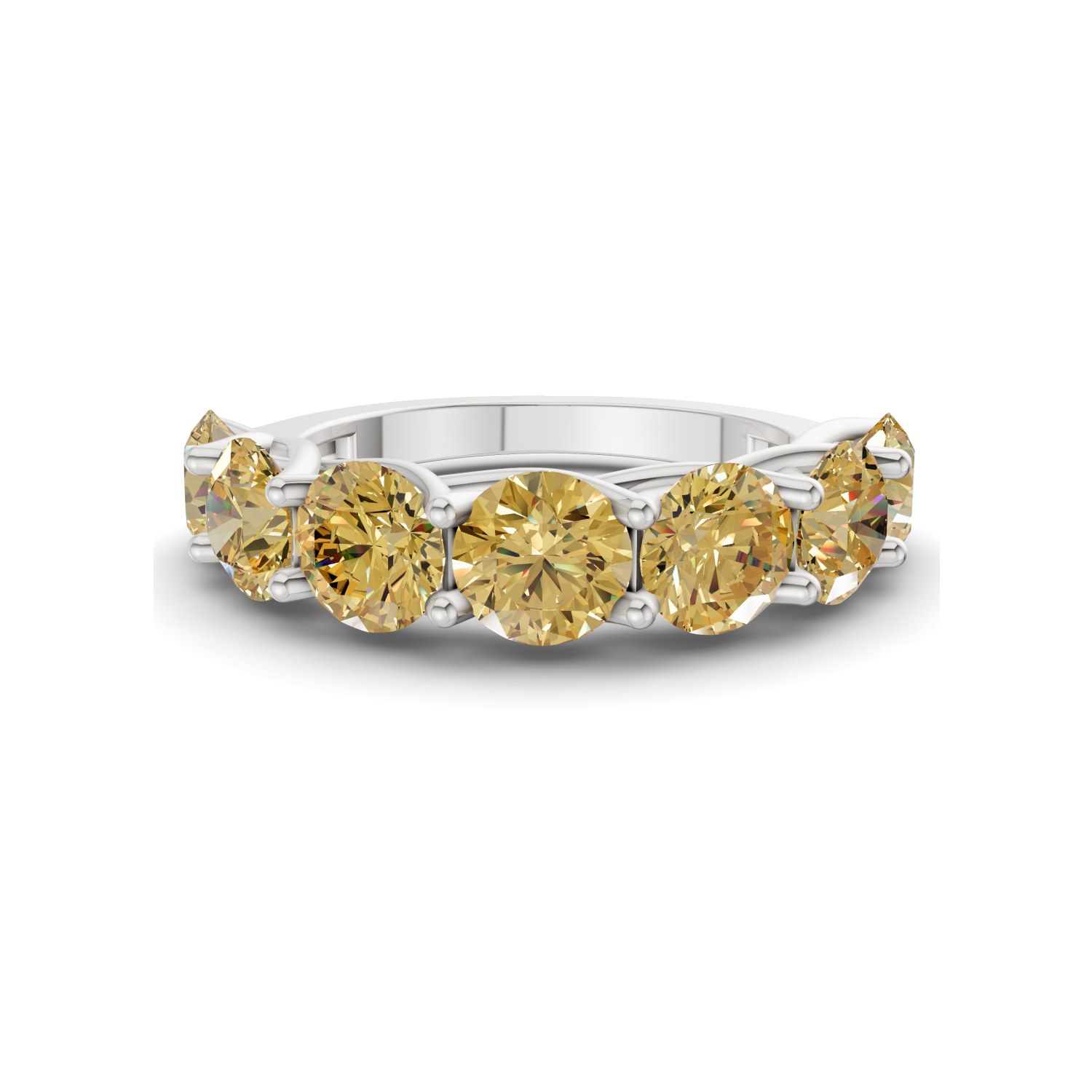 Valentina Round Lemon Yellow Lab Diamond Anniversary Band front view